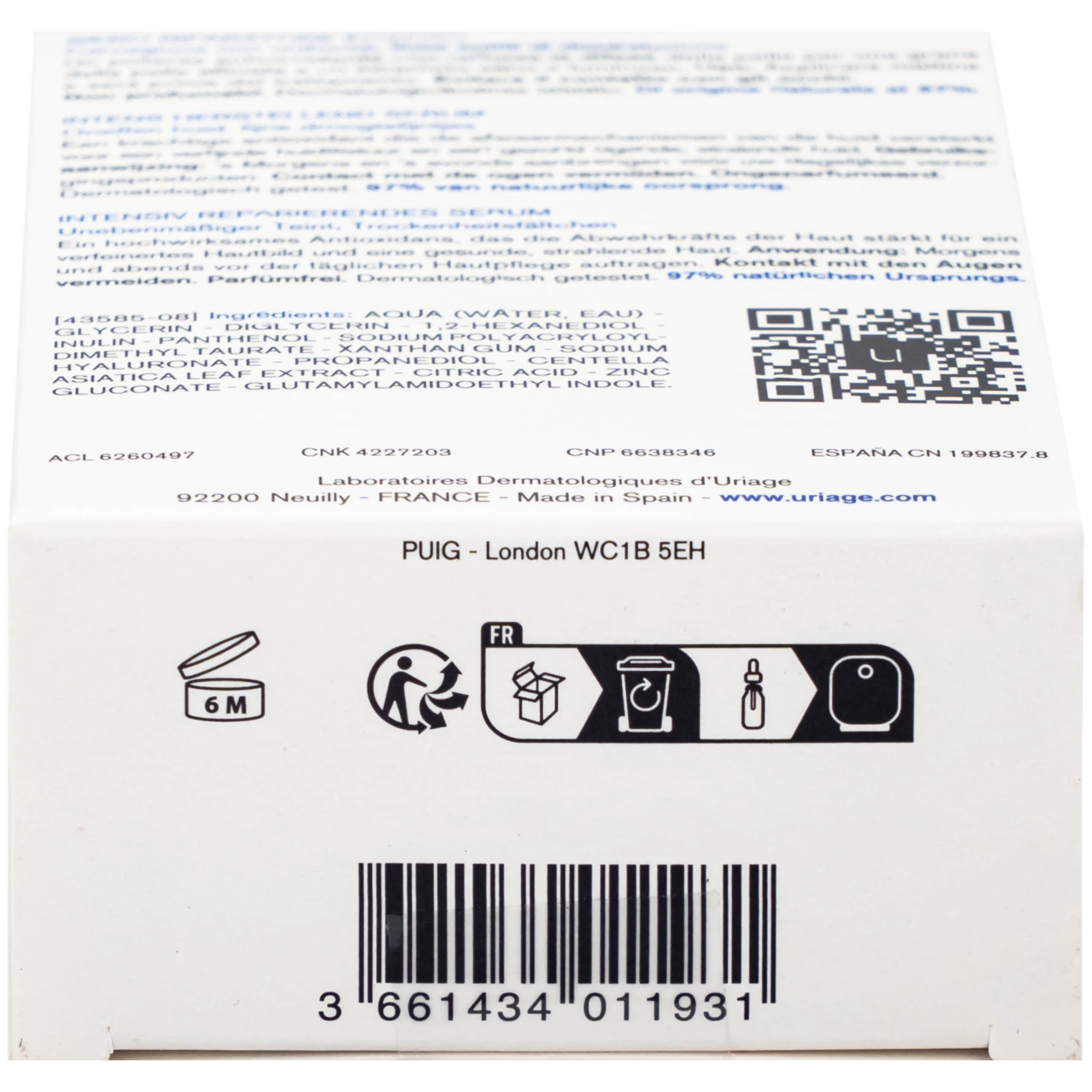 Tinh chất làm dịu, phục hồi da tổn thương Uriage Cica Daily Serum (30ml)