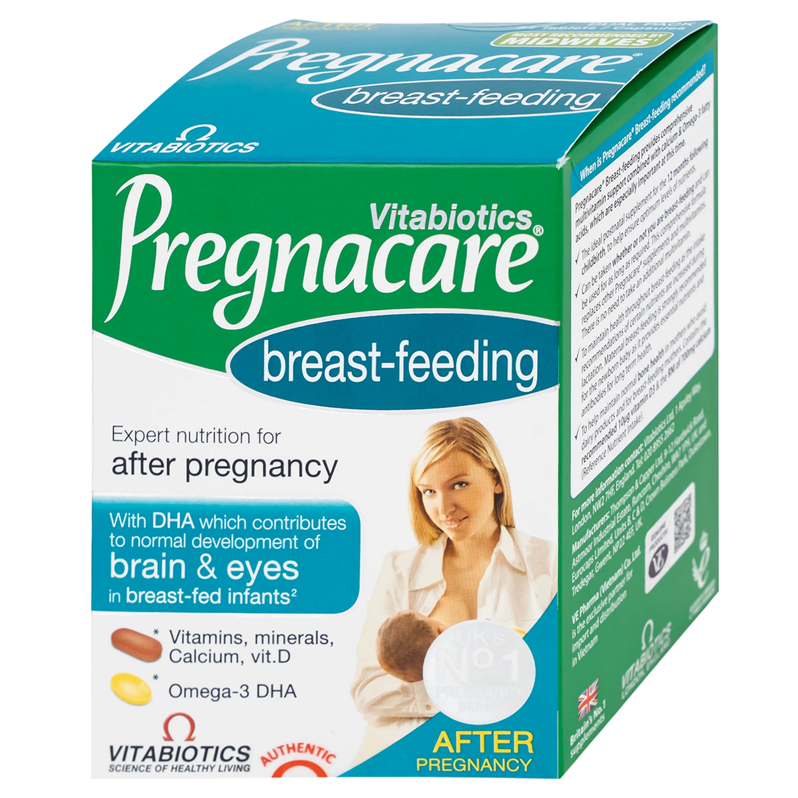 Viên bổ sung vitamin và khoáng chất cho phụ nữ cho con bú Vitabiotics Pregnacare Breast Feeding (6 vỉ x 14 viên)