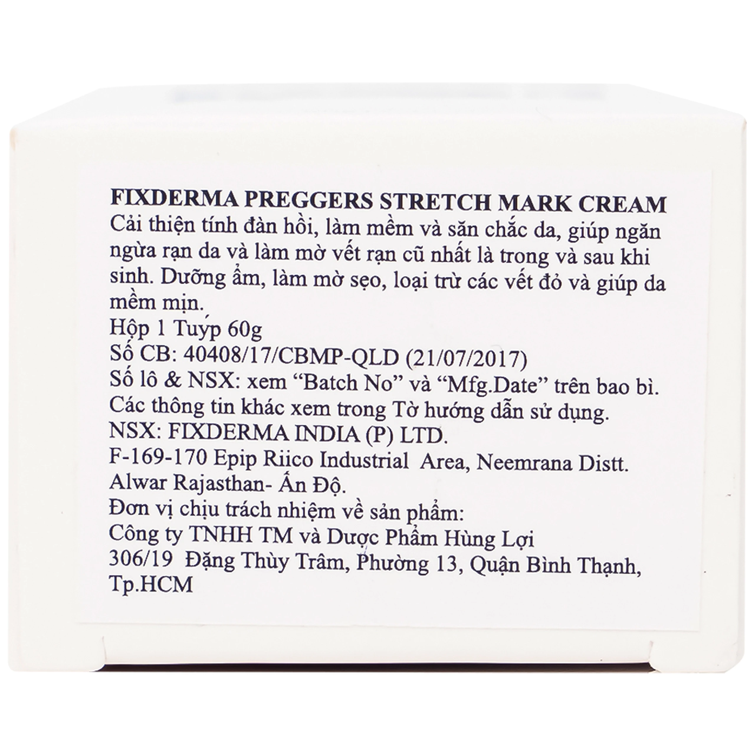 Kem bôi ngừa rạn da bà bầu Fixderma Preggers Stretch Mark cream 60g