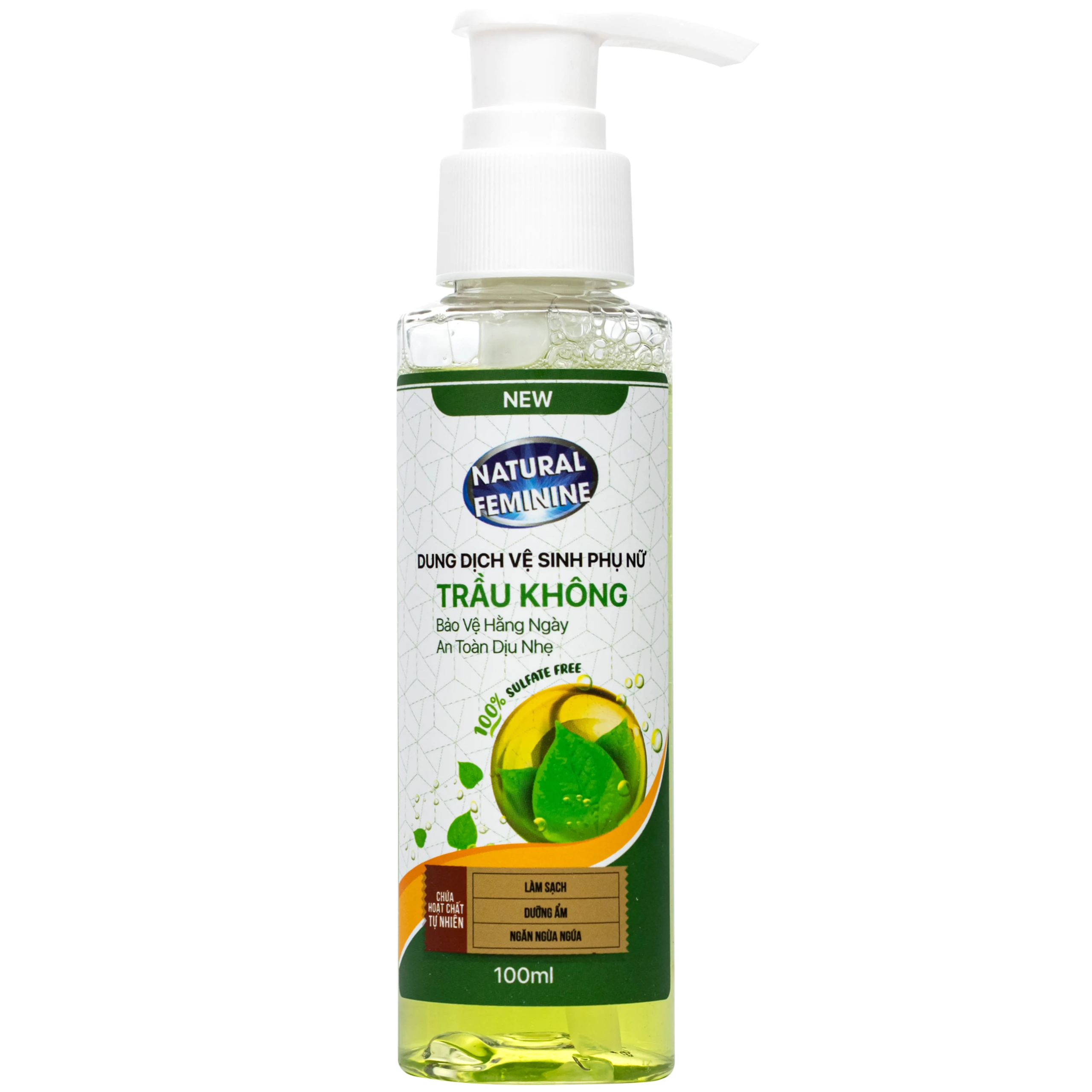 Dung dịch vệ sinh phụ nữ Natural Feminine Lá Trầu Không vệ sinh nhẹ nhàng, kháng khuẩn (100ml)