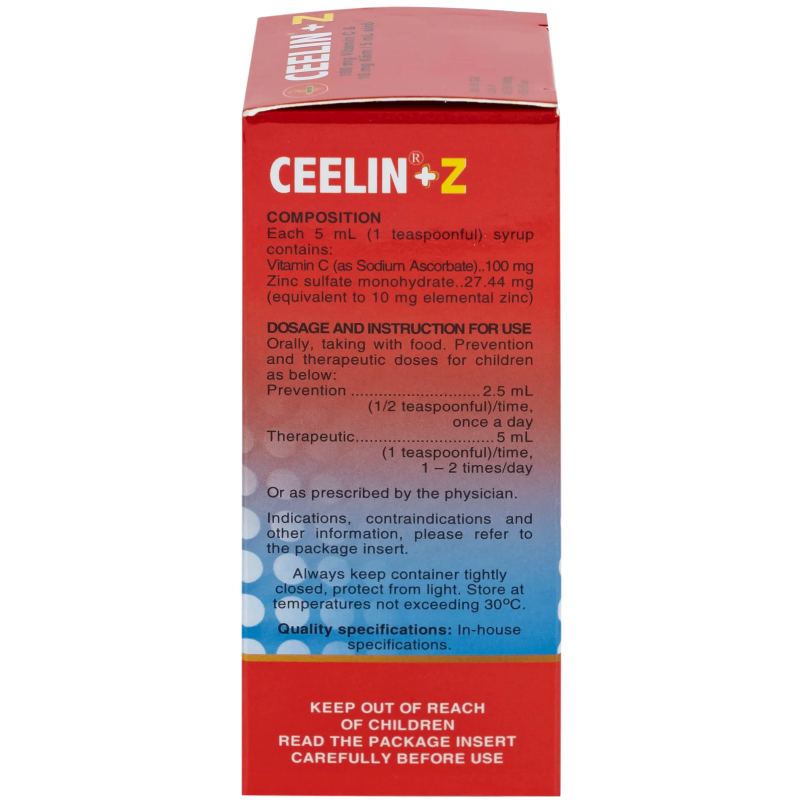 Siro Ceelin + Z United phòng ngừa và điều trị thiếu vitamin C hoặc thiếu kẽm (60ml)