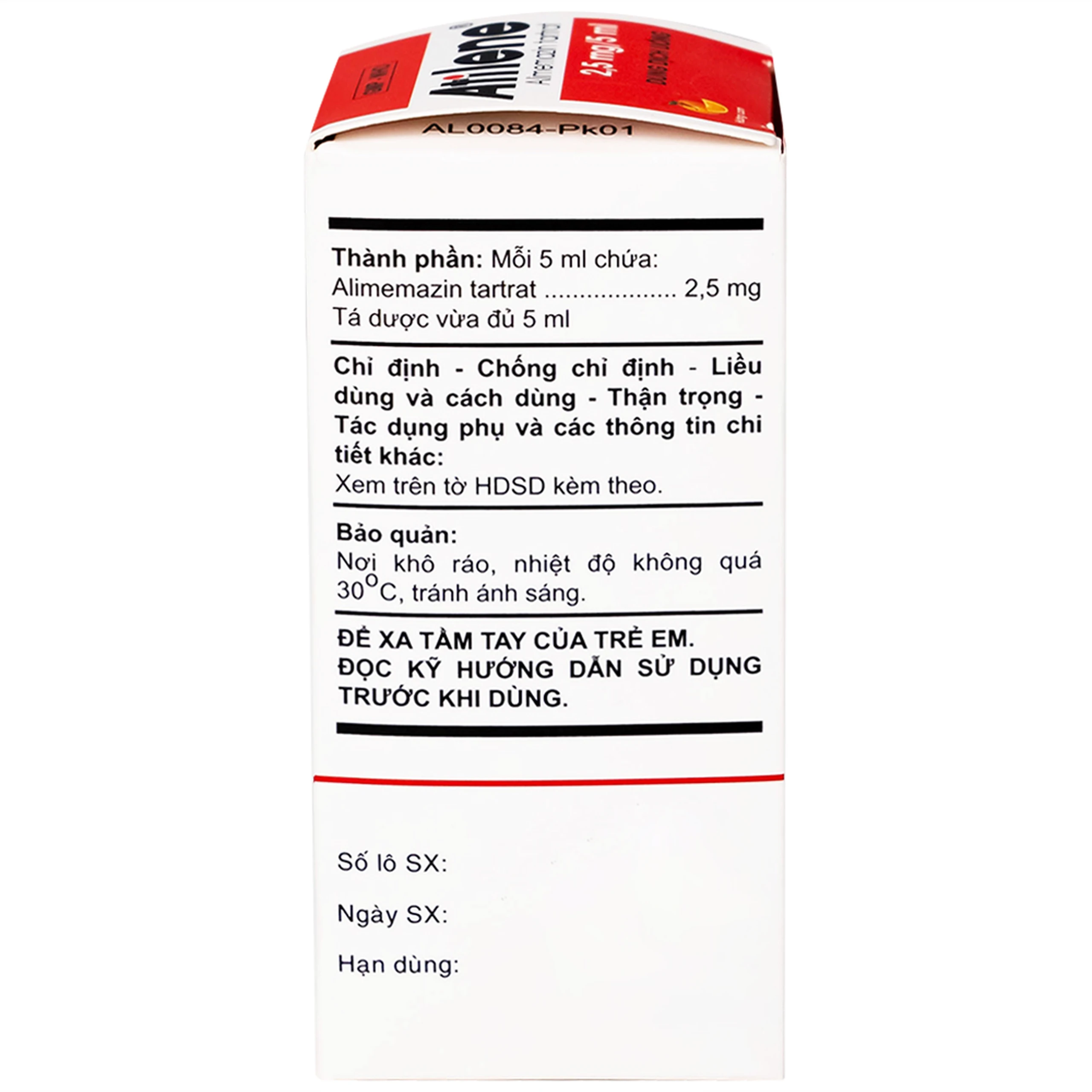 Thuốc Atilene 2,5mg/5ml An Thiên điều trị các bệnh hô hấp, viêm mũi, hắt hơi, sổ mũi (100ml)