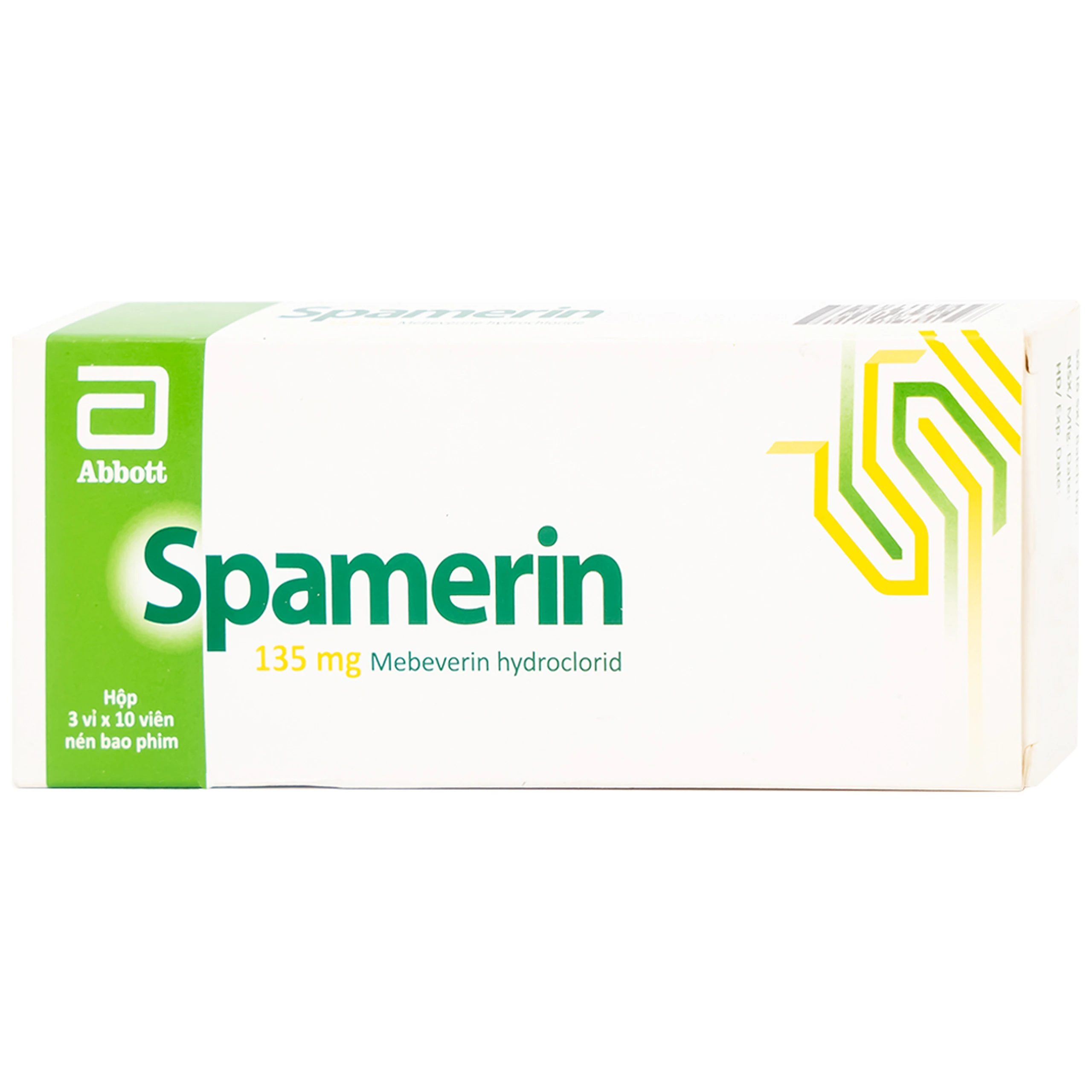 Thuốc Spamerin 135mg Abbott điều trị hội chứng ruột kích thích, đau bụng và đau quặn bụng, tiêu chảy (30 viên)
