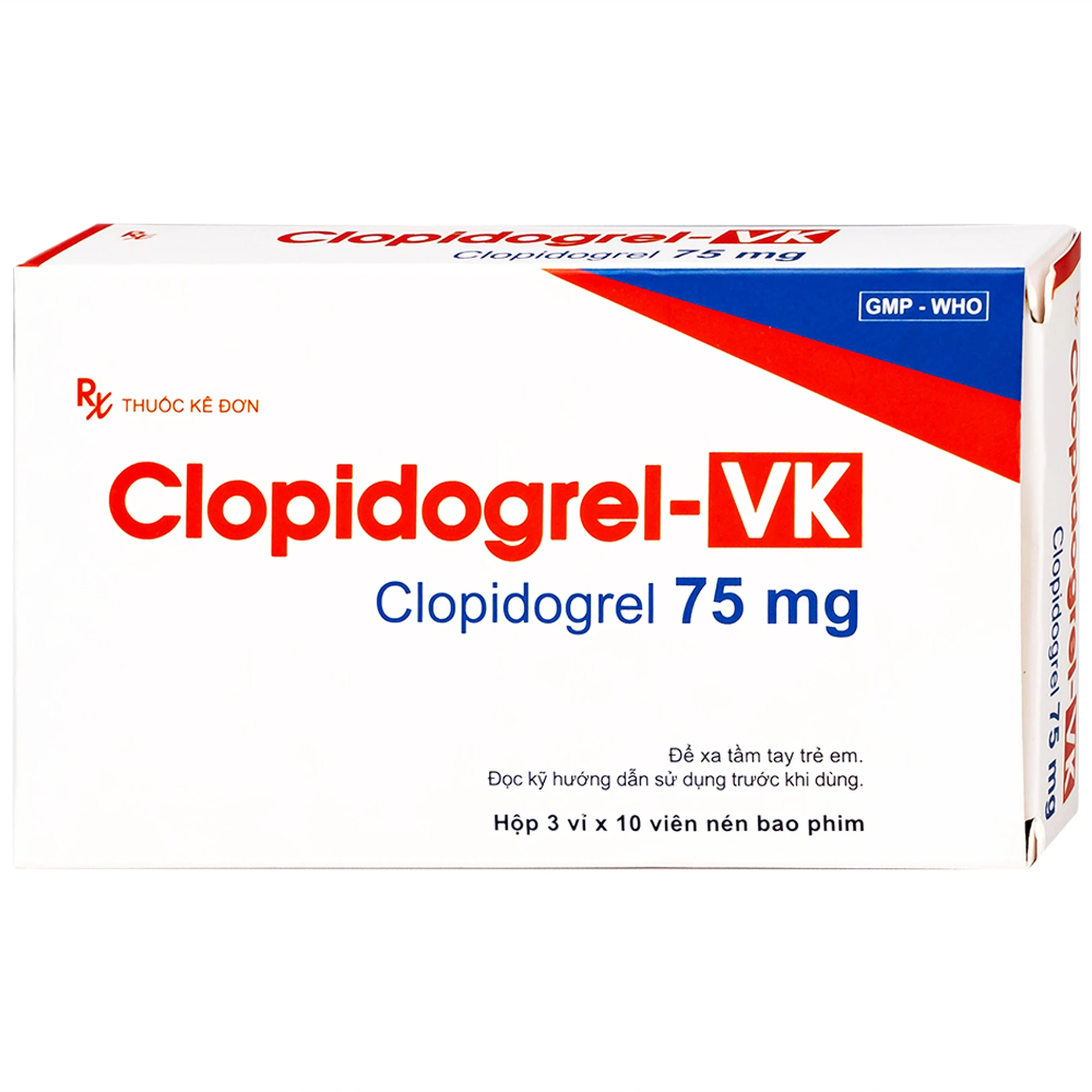 Thuốc Clopidogrel-Vk 75mg An Thiên phòng ngừa biến cố xơ vữa động mạch (3 vỉ x 10 viên)