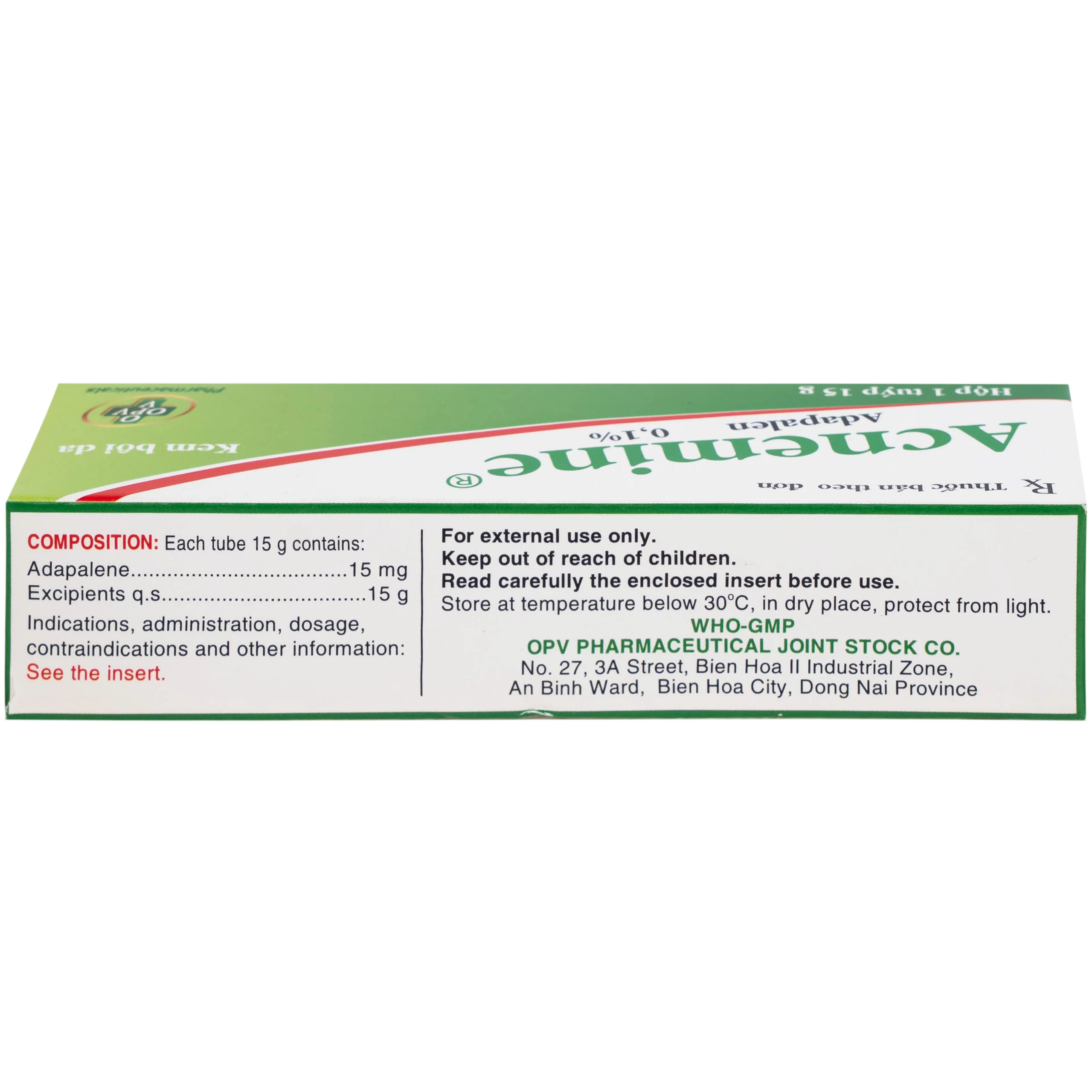 Thuốc bôi da Acnemine Adapalen 0.1% OPV (15g) 5