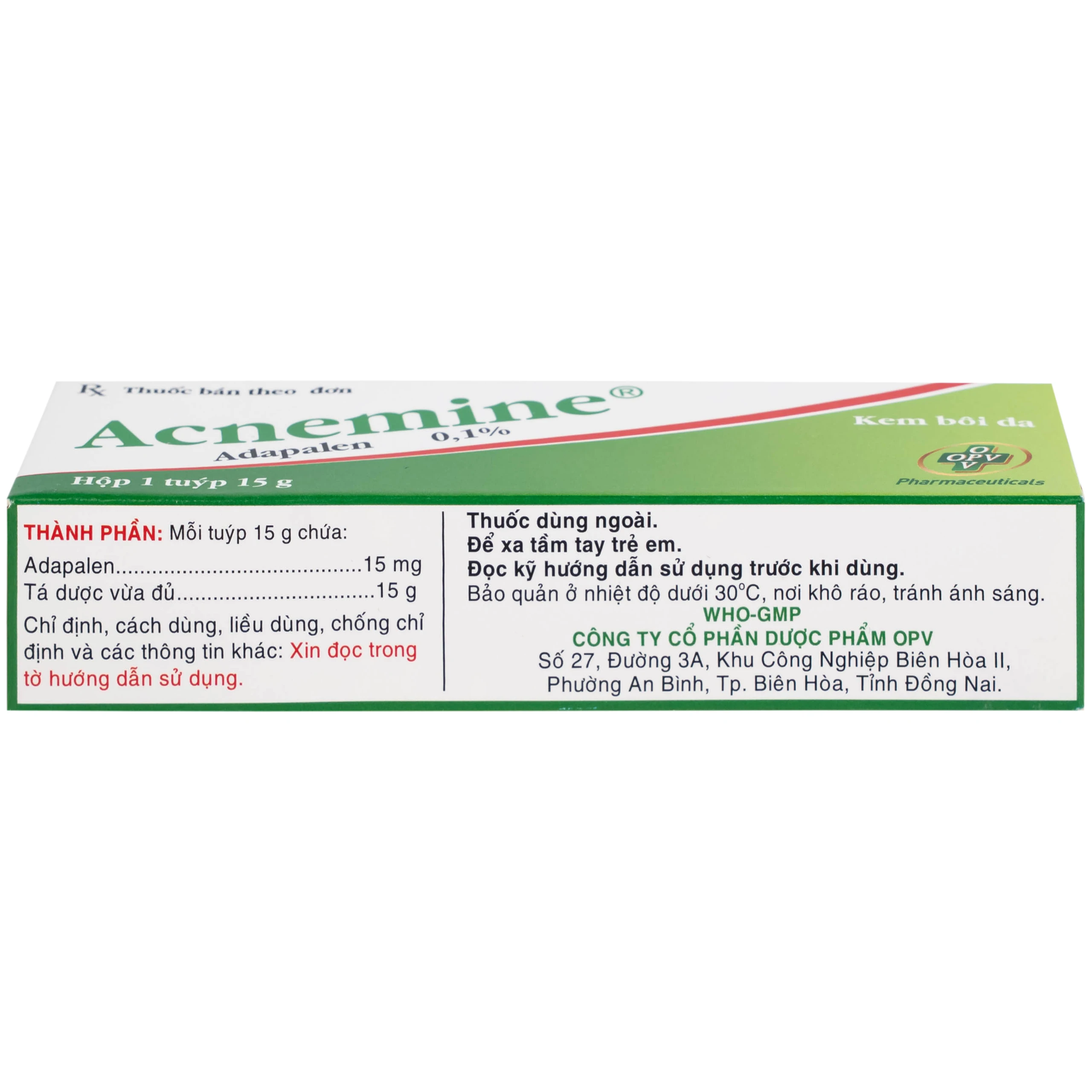 Thuốc bôi da Acnemine Adapalen 0.1% OPV (15g) 6