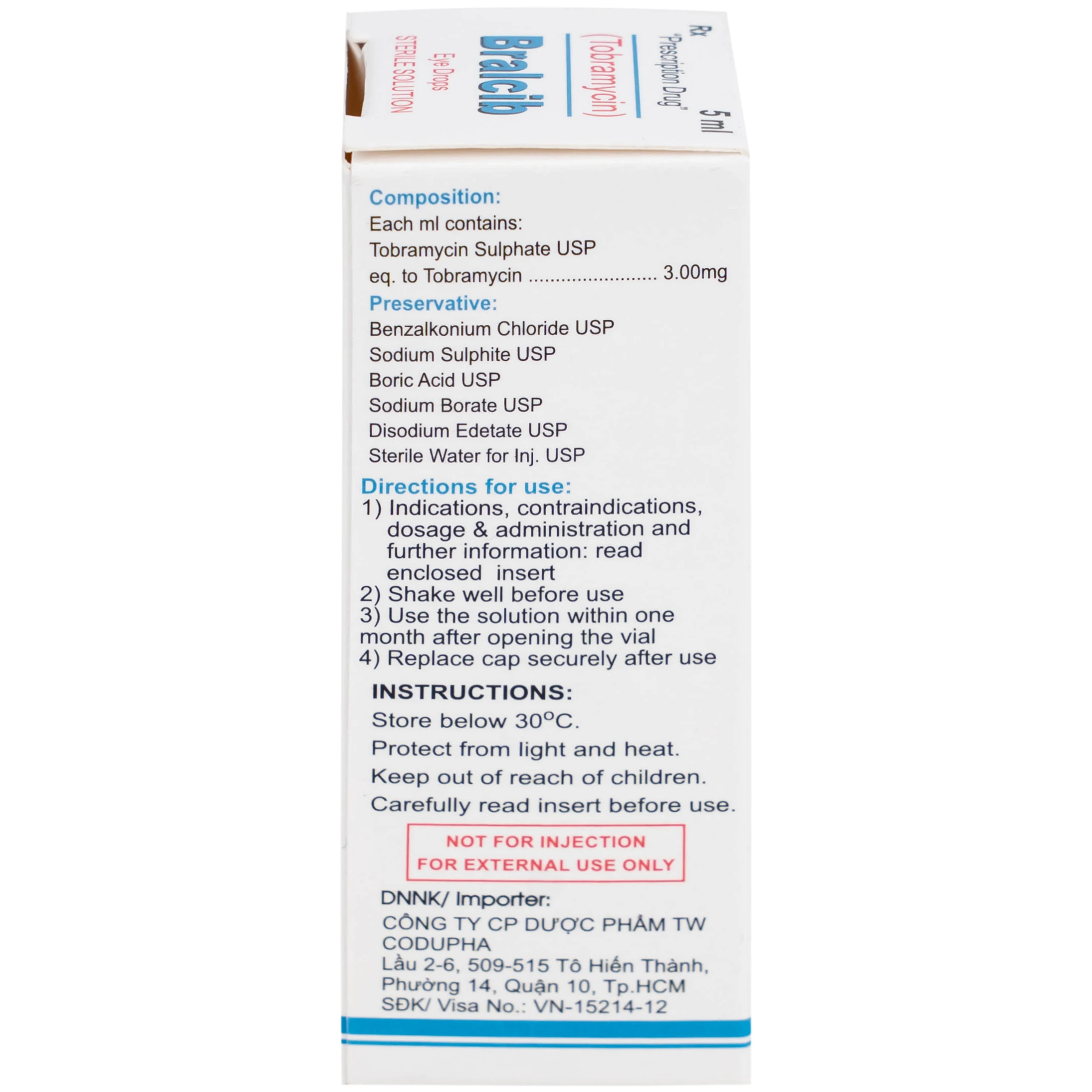 Thuốc Bralcib 3mg Atco điều trị các nhiễm khuẩn phần ngoài mắt do vi khuẩn nhạy cảm (5ml)