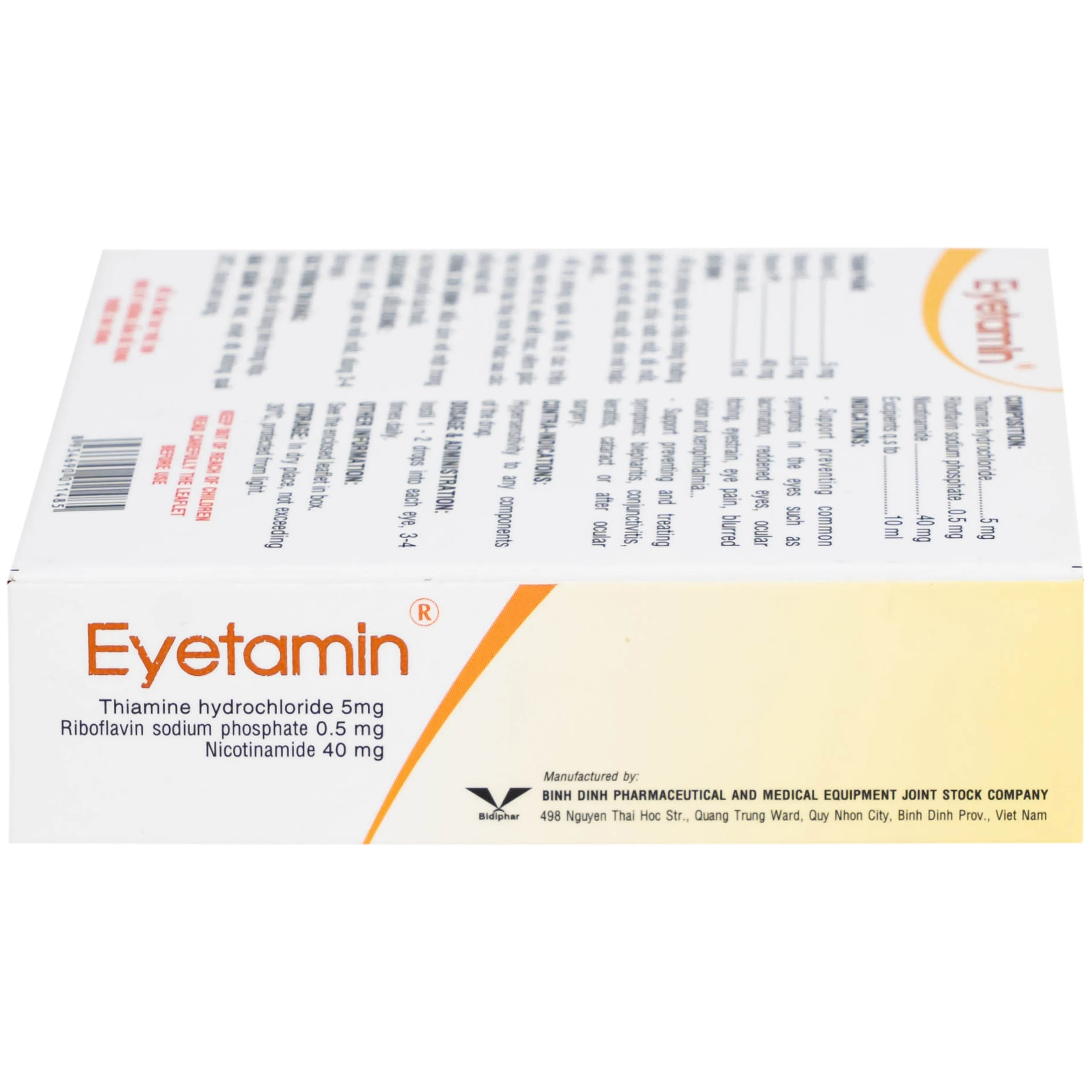 Dung dịch nhỏ mắt Eyetamin 10ml Bidiphar hỗ trợ phòng ngừa các triệu chứng chảy nước mắt, đỏ mắt 