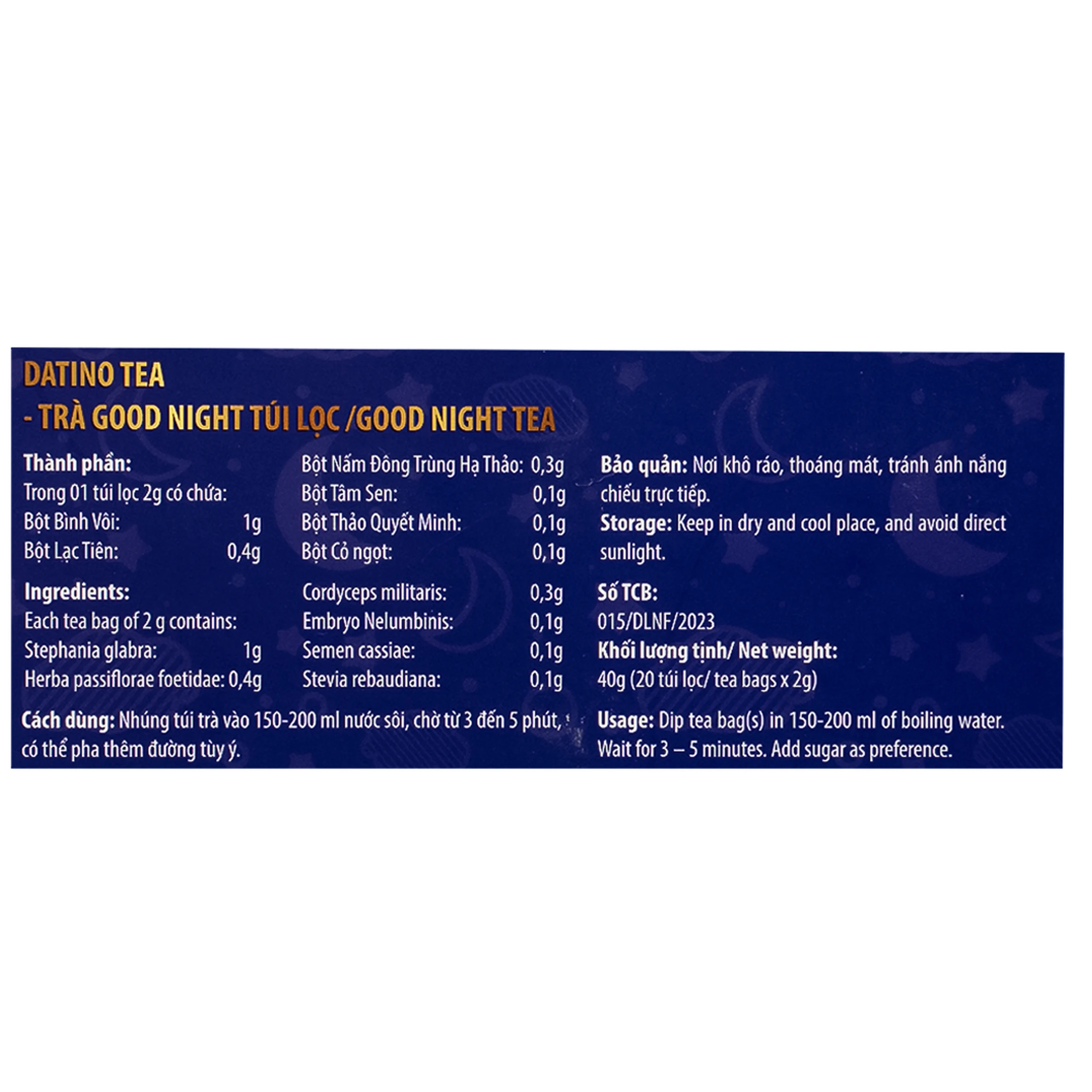 Trà Thảo Mộc Good Night Datino Premium Tea (20 túi lọc x 2g)