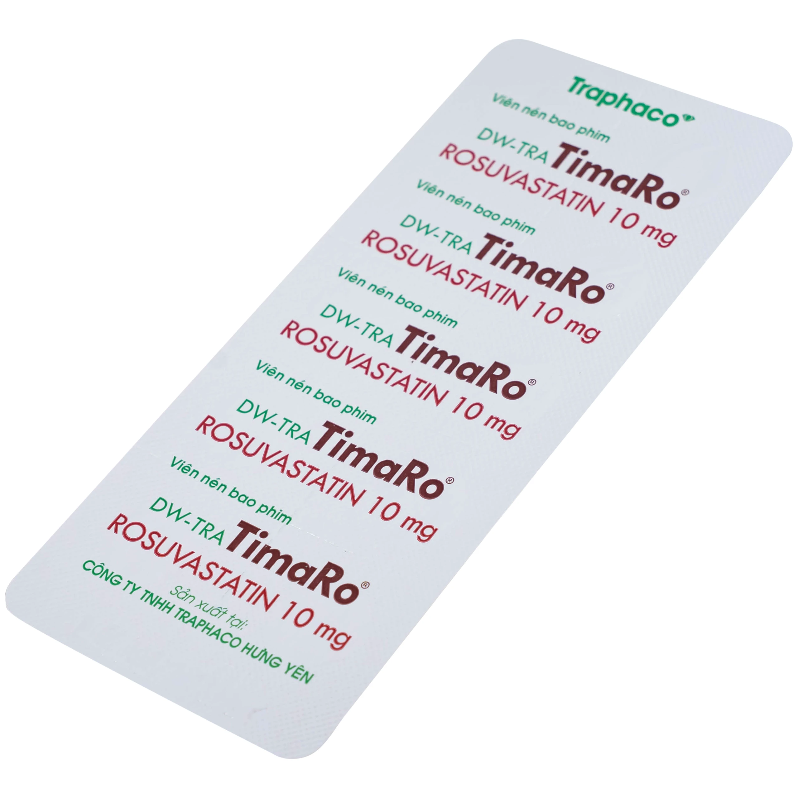Thuốc DW-TRA TimaRo Rosuvastatin 10mg Traphaco điều trị rối loạn lipid máu ở người lớn và trẻ em (3 vỉ x 10 viên)