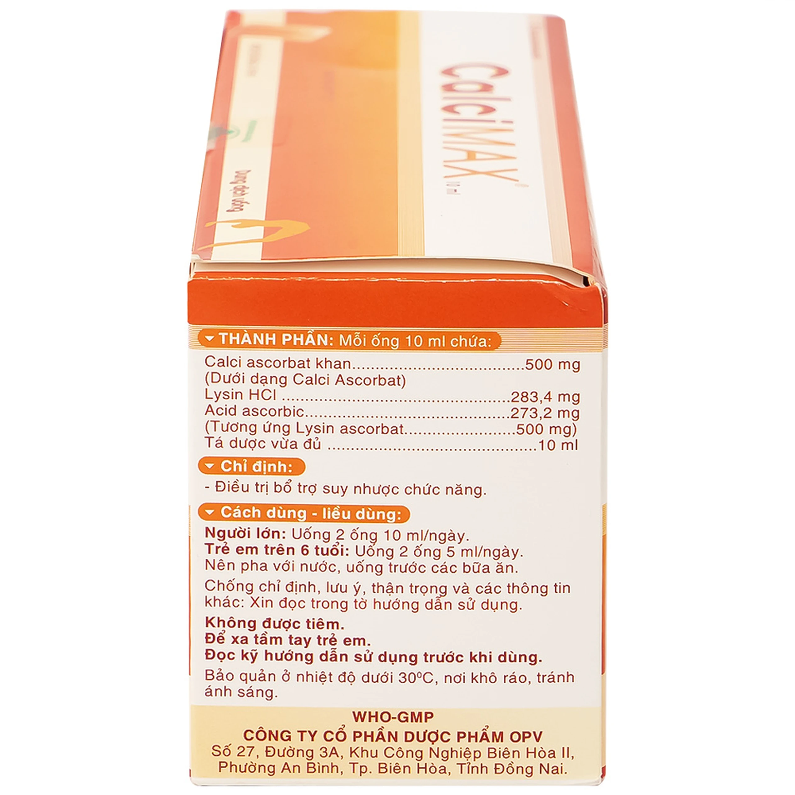 Dung dịch uống CalciMAX OPV giúp ngon miệng, chắc khỏe xương (20 ống x 10ml)