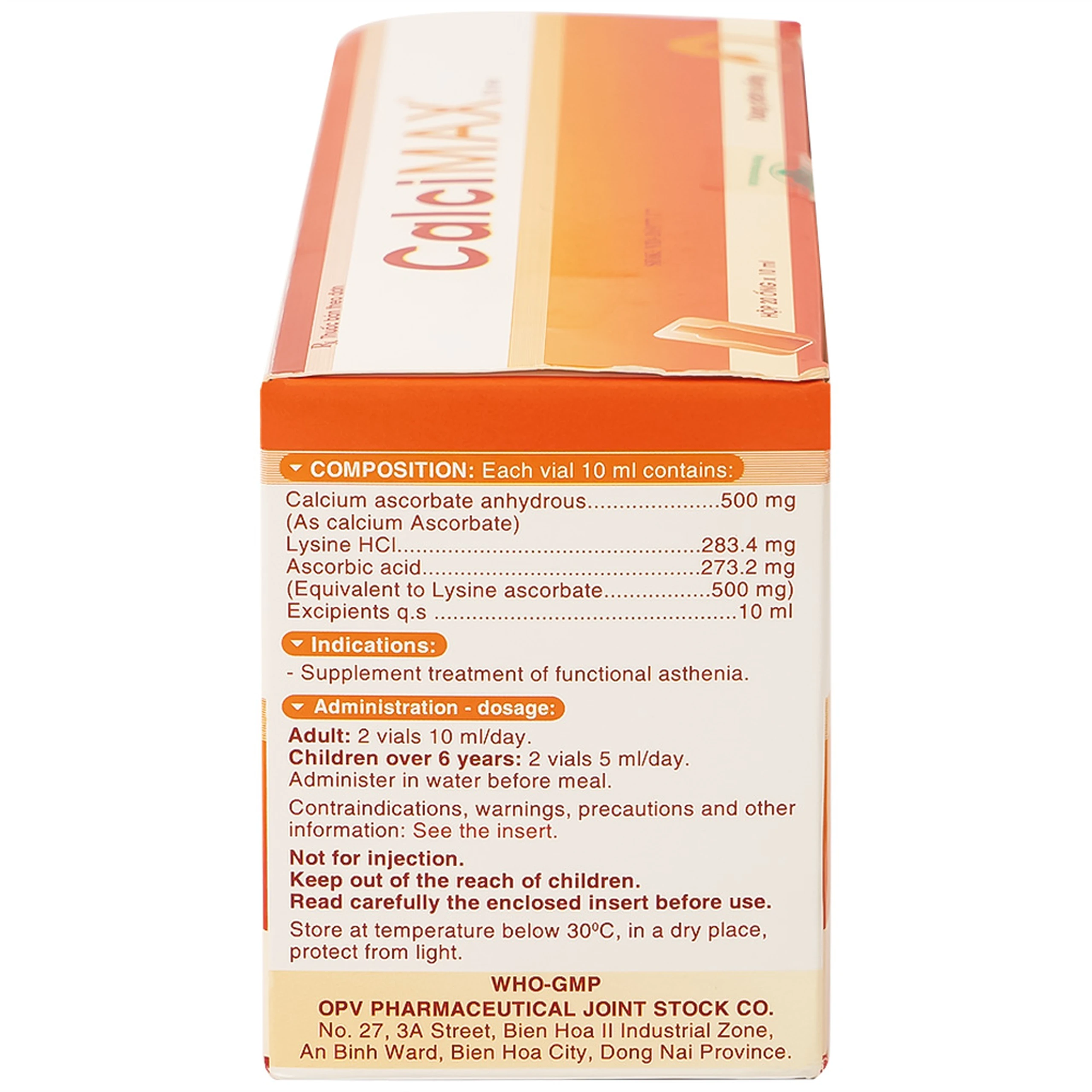 Dung dịch uống CalciMAX OPV giúp ngon miệng, chắc khỏe xương (20 ống x 10ml)