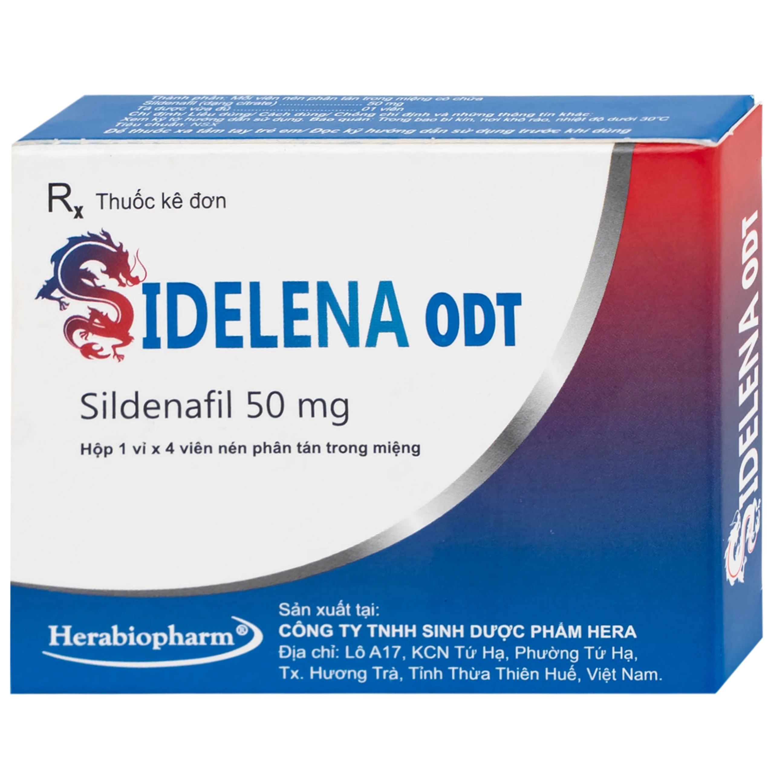 Thuốc Sidelena ODT 50mg Herabiopharm điều trị rối loạn chức năng cương dương ở nam giới (1 vỉ x 4 viên)