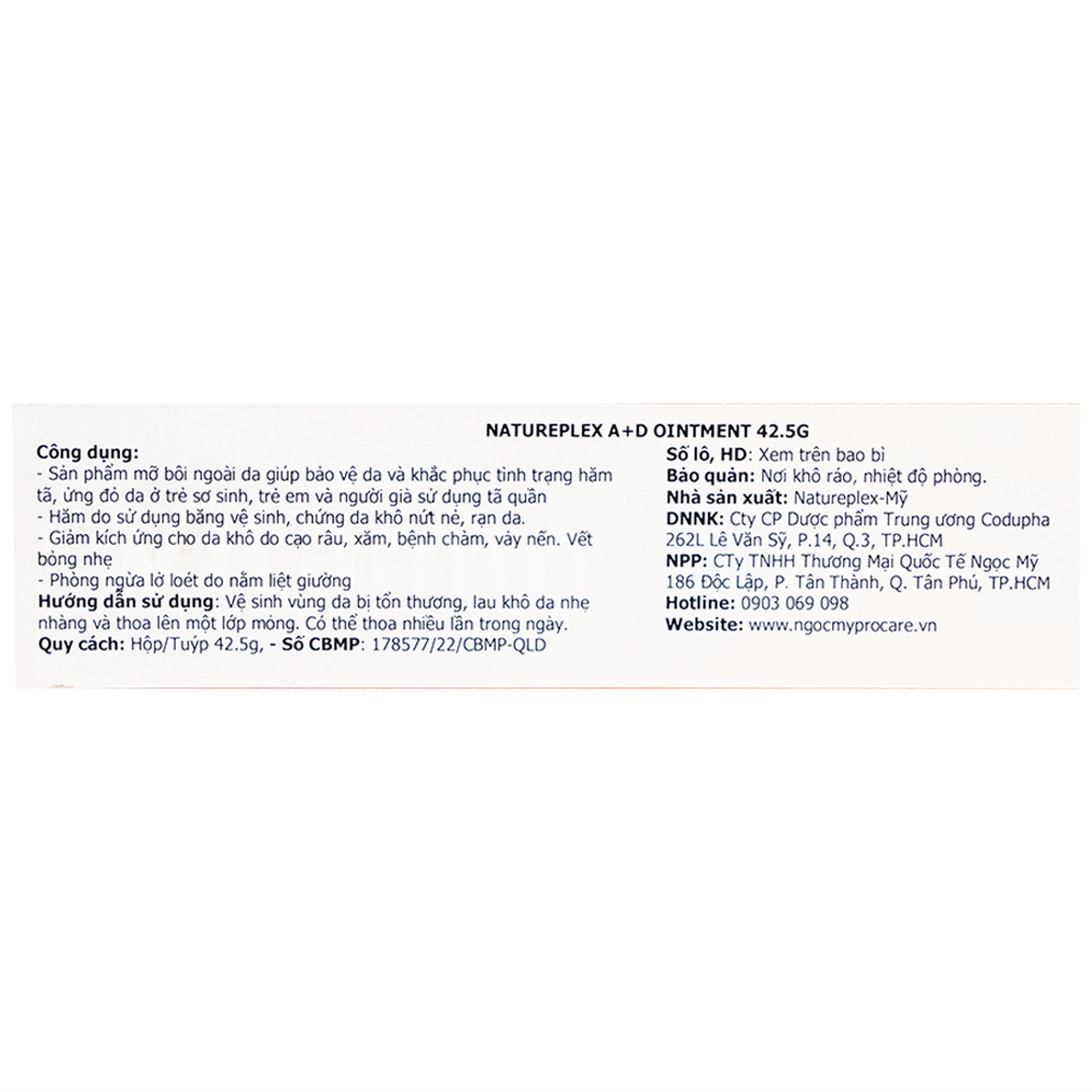 Kem bôi hăm tả Natureplex A+D Ointment 42.5g