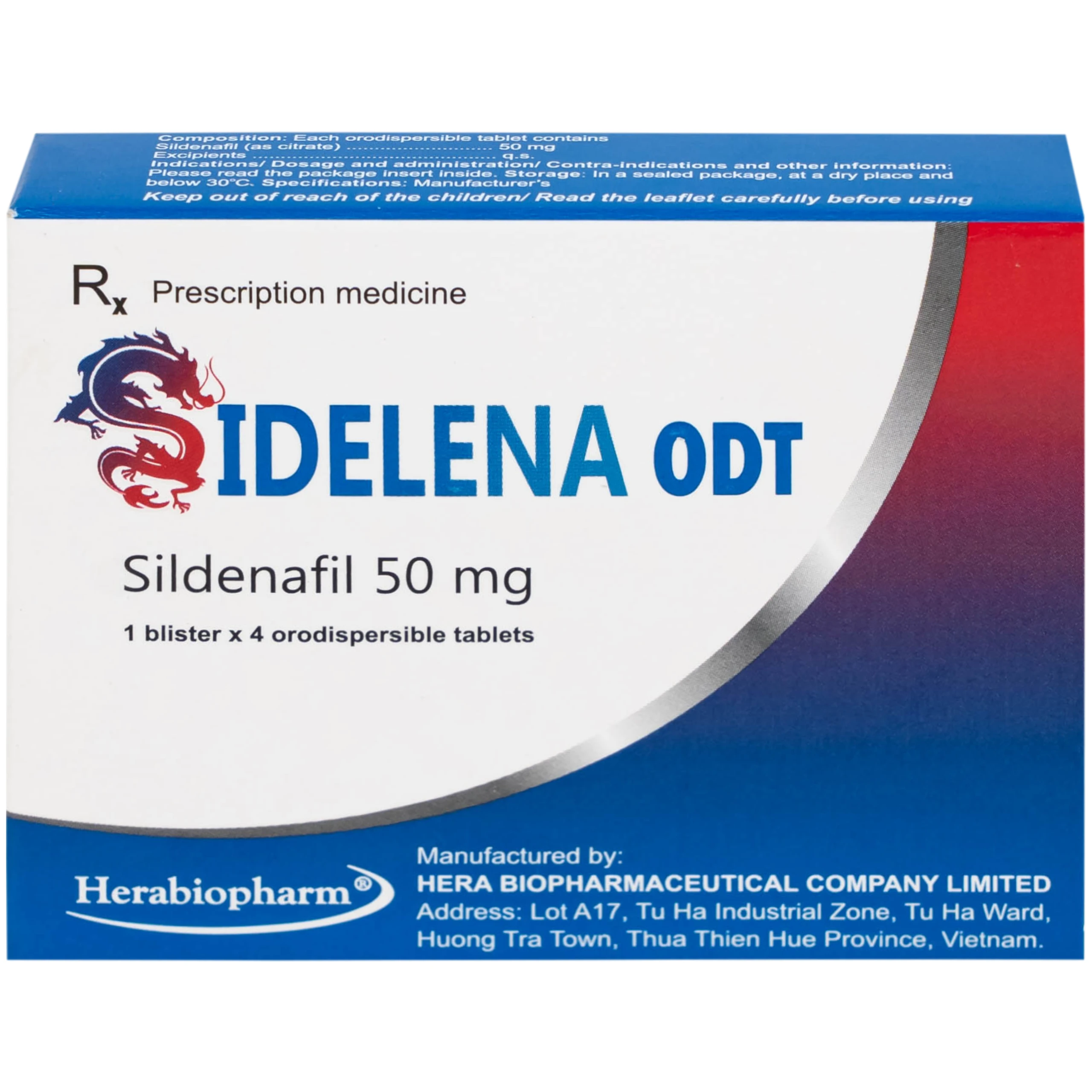 Thuốc Sidelena ODT 50mg Herabiopharm điều trị rối loạn chức năng cương dương ở nam giới (1 vỉ x 4 viên)