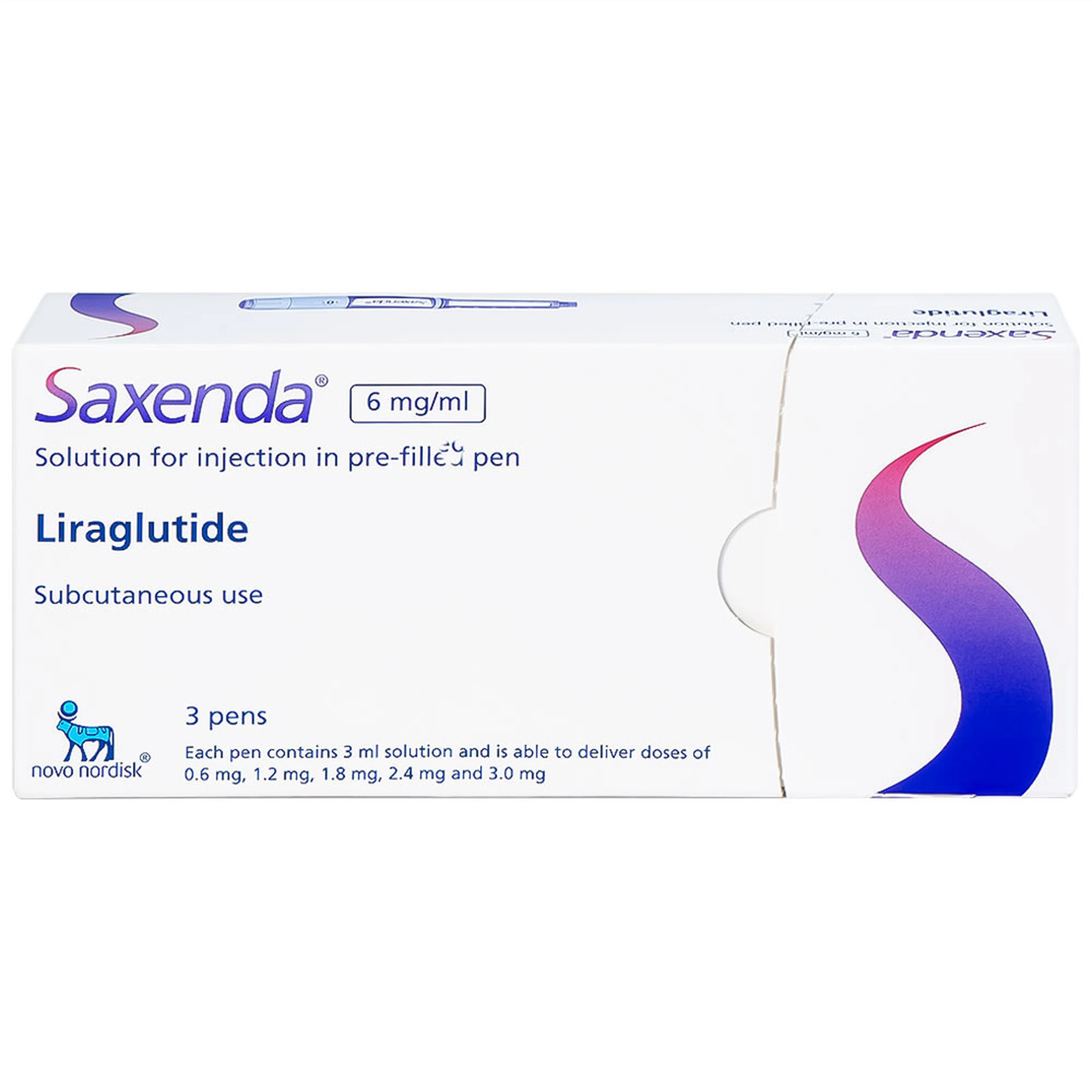 Dung dịch tiêm Saxenda 6mg/ml Novo Nordisk hỗ trợ cho chế độ ăn giảm calo (3 cây)