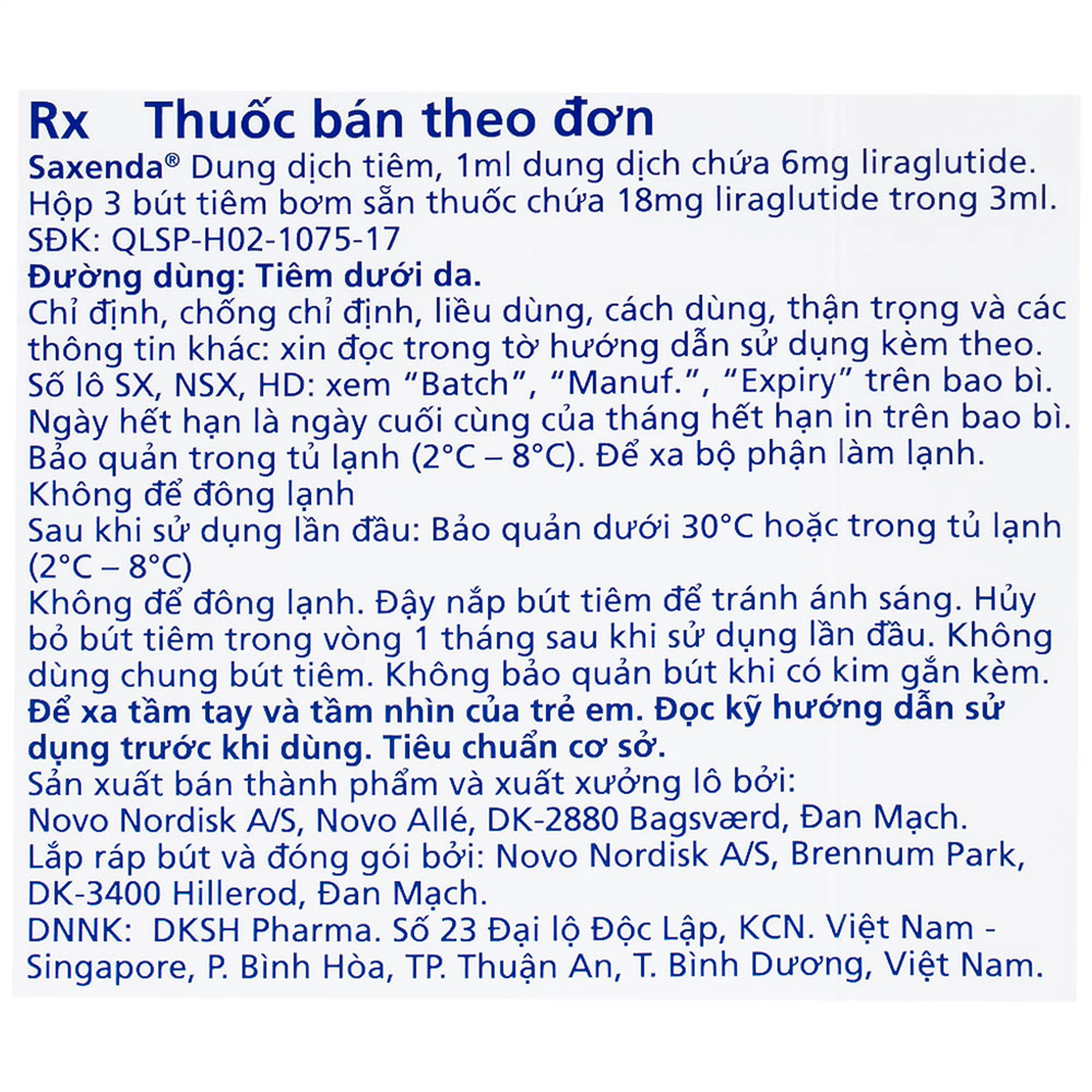 Dung dịch tiêm Saxenda 6mg/ml Novo Nordisk hỗ trợ cho chế độ ăn giảm calo (3 cây)