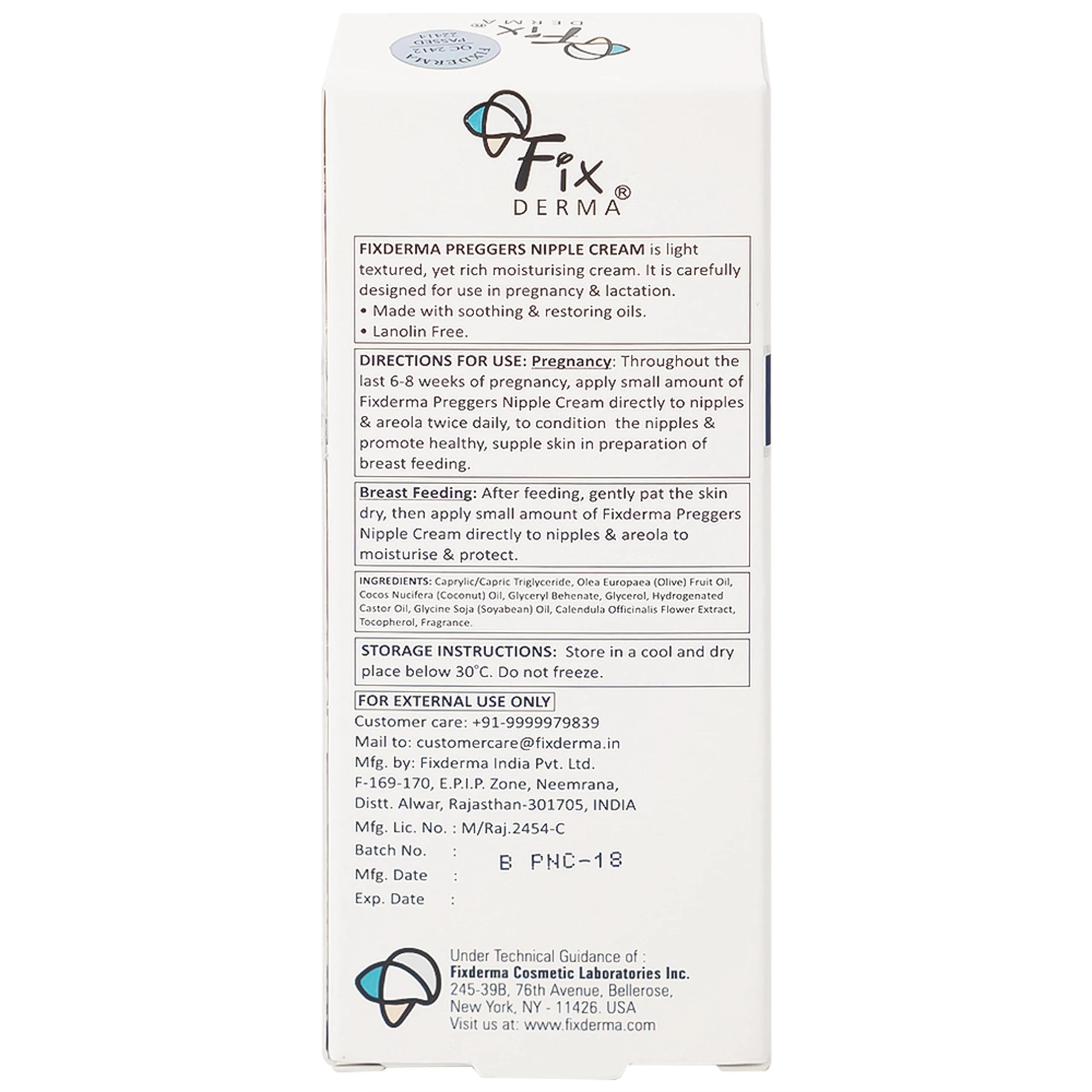 Kem bôi dưỡng ẩm, giảm nứt núm vú Fixderma Preggers Soothing Nipple cream 20g