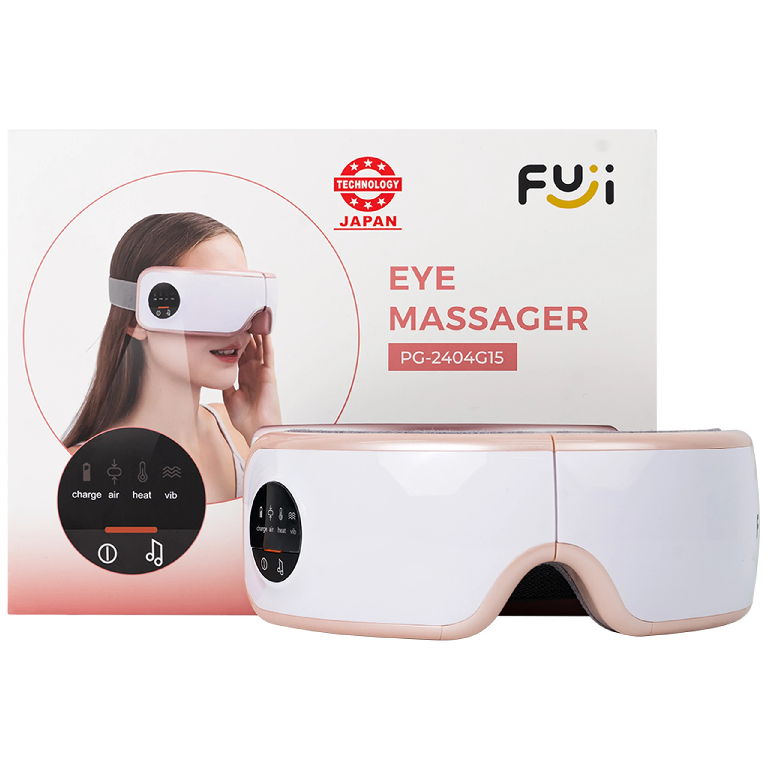 Máy massage (mát xa) mắt Fuji PG-2404G15 giúp xoa dịu thái dương và các huyệt đạo khác ở vùng mắt