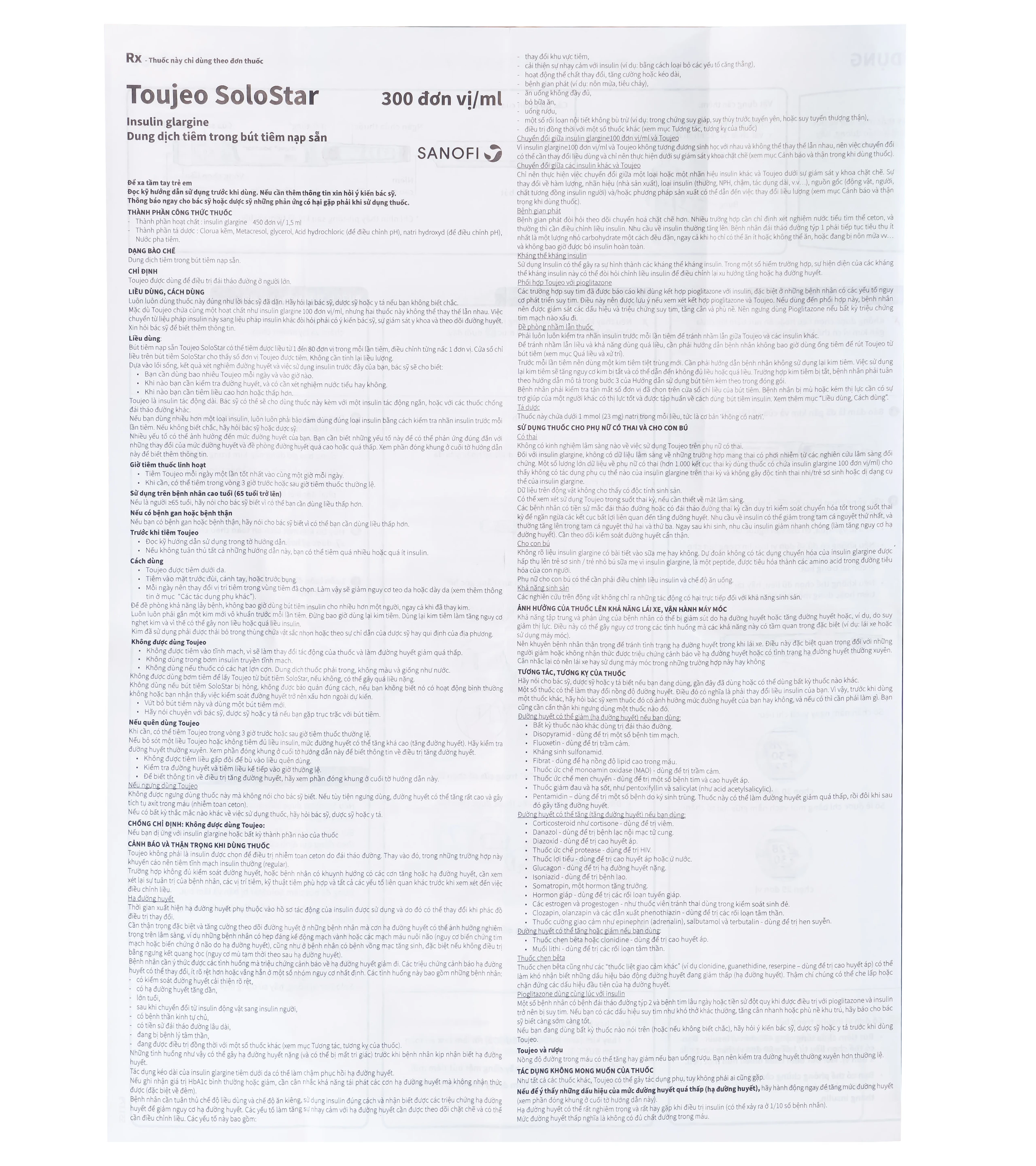 Thuốc tiêm Toujeo Solostar 300U/ml Sanofi điều trị đái tháo đường (5 cây)