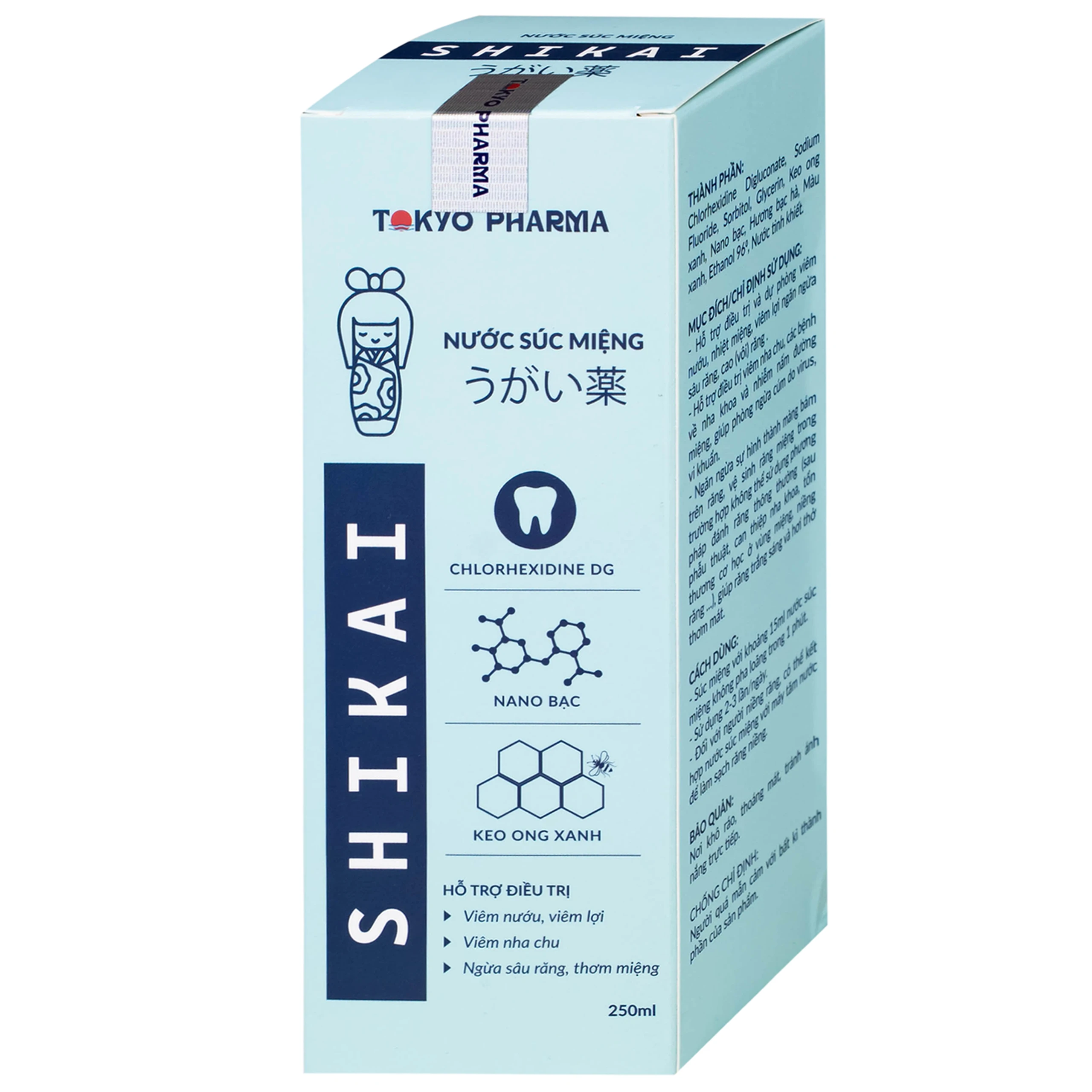 Nước súc miệng Shikai Tokyo Pharma hỗ trợ điều trị viêm nướu, viêm lợi, nha chu,ngừa virus, vi khuẩn 250ml