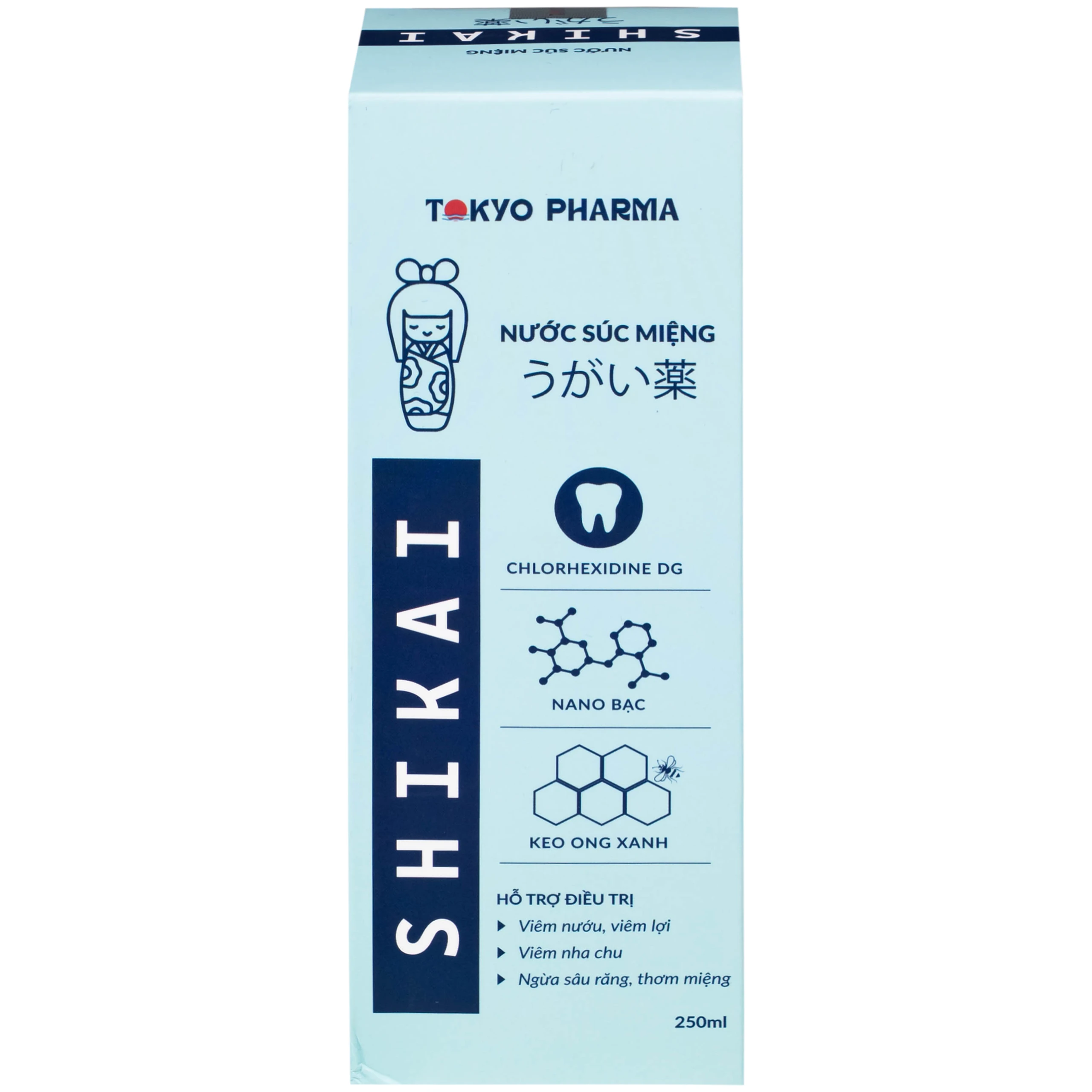 Nước súc miệng Shikai Tokyo Pharma hỗ trợ điều trị viêm nướu, viêm lợi, nha chu,ngừa virus, vi khuẩn 250ml