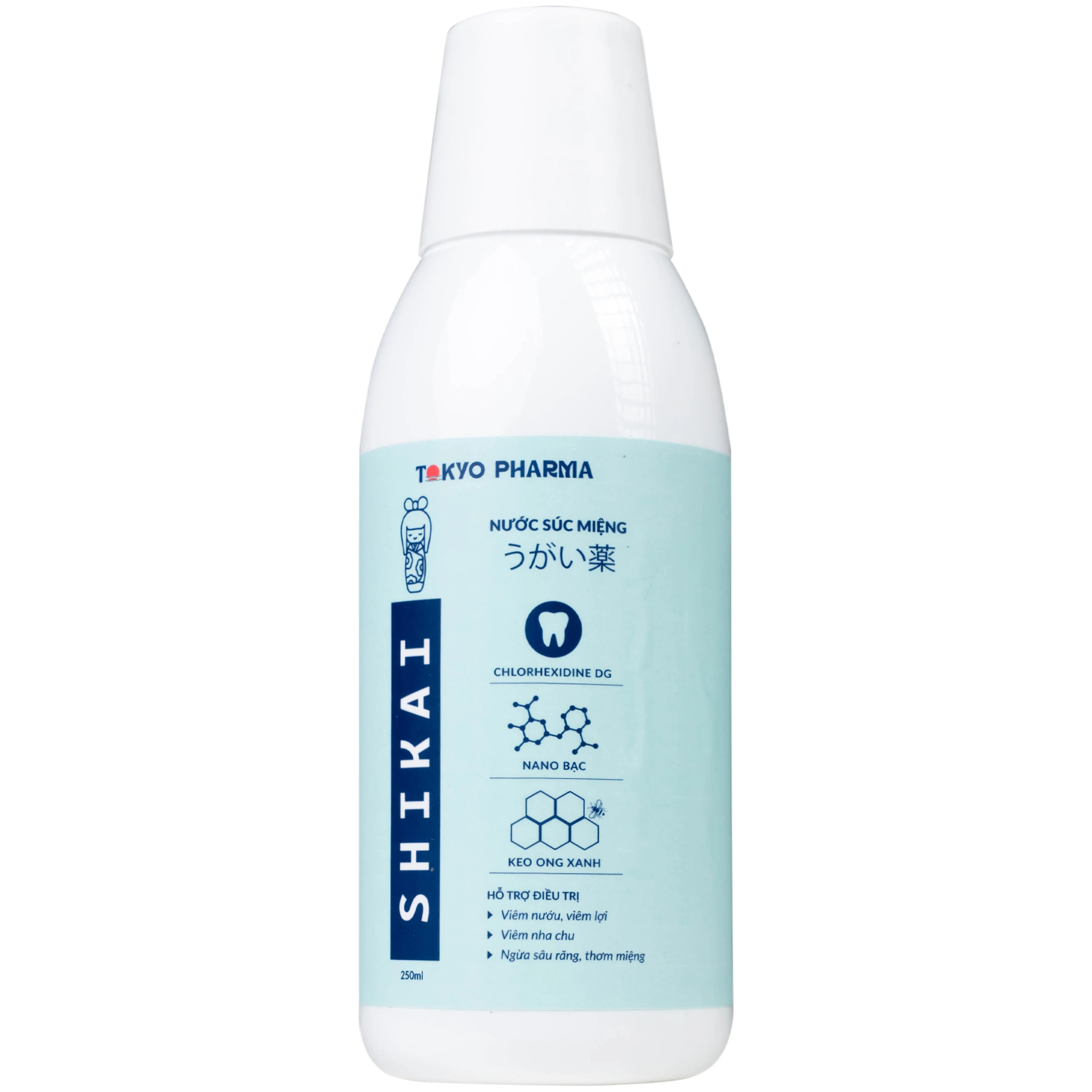 Nước súc miệng Shikai Tokyo Pharma hỗ trợ điều trị viêm nướu, viêm lợi, nha chu,ngừa virus, vi khuẩn 250ml
