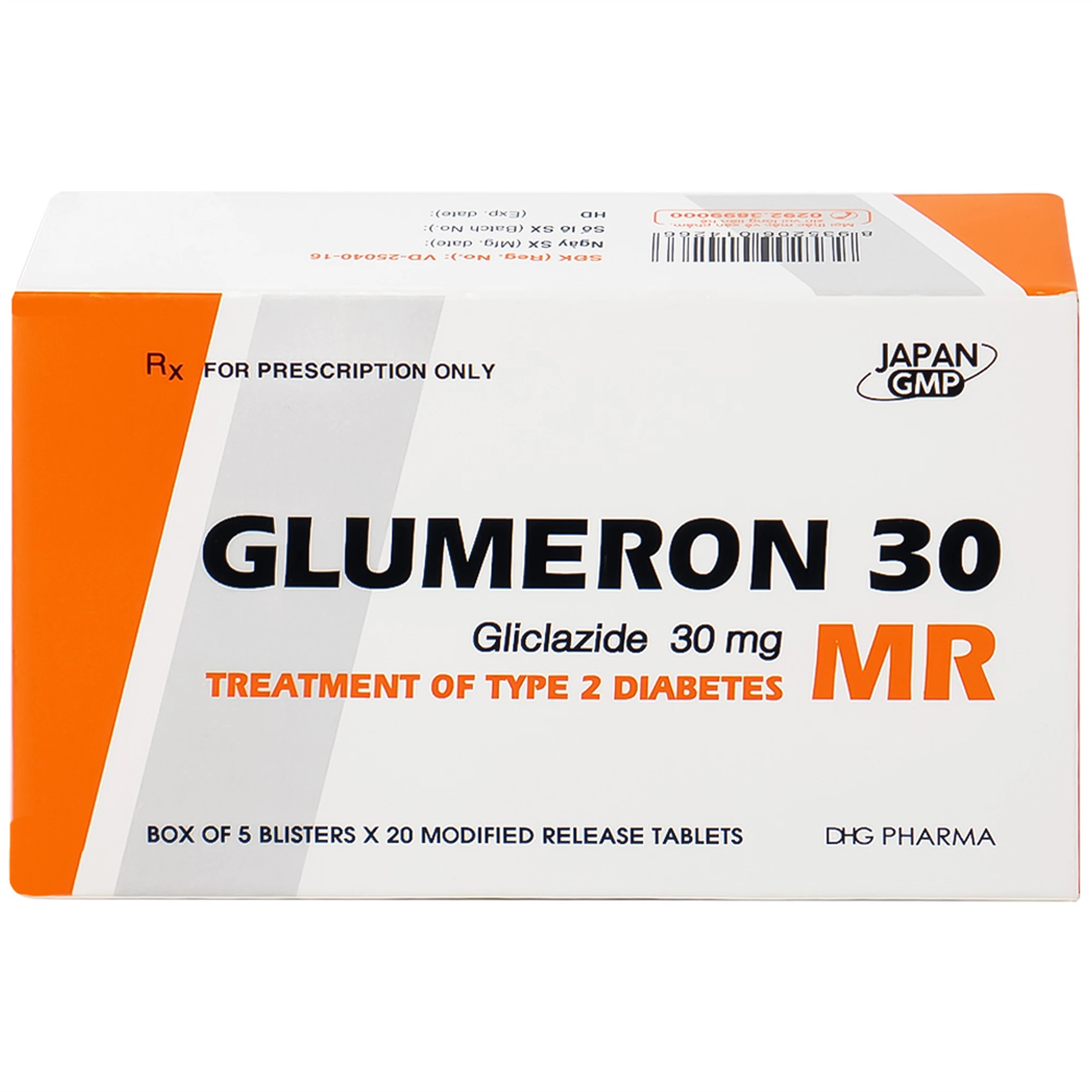 Thuốc Glumeron 30 MR DHG điều trị bệnh đái tháo đường típ 2 (5 vỉ x 20 viên)