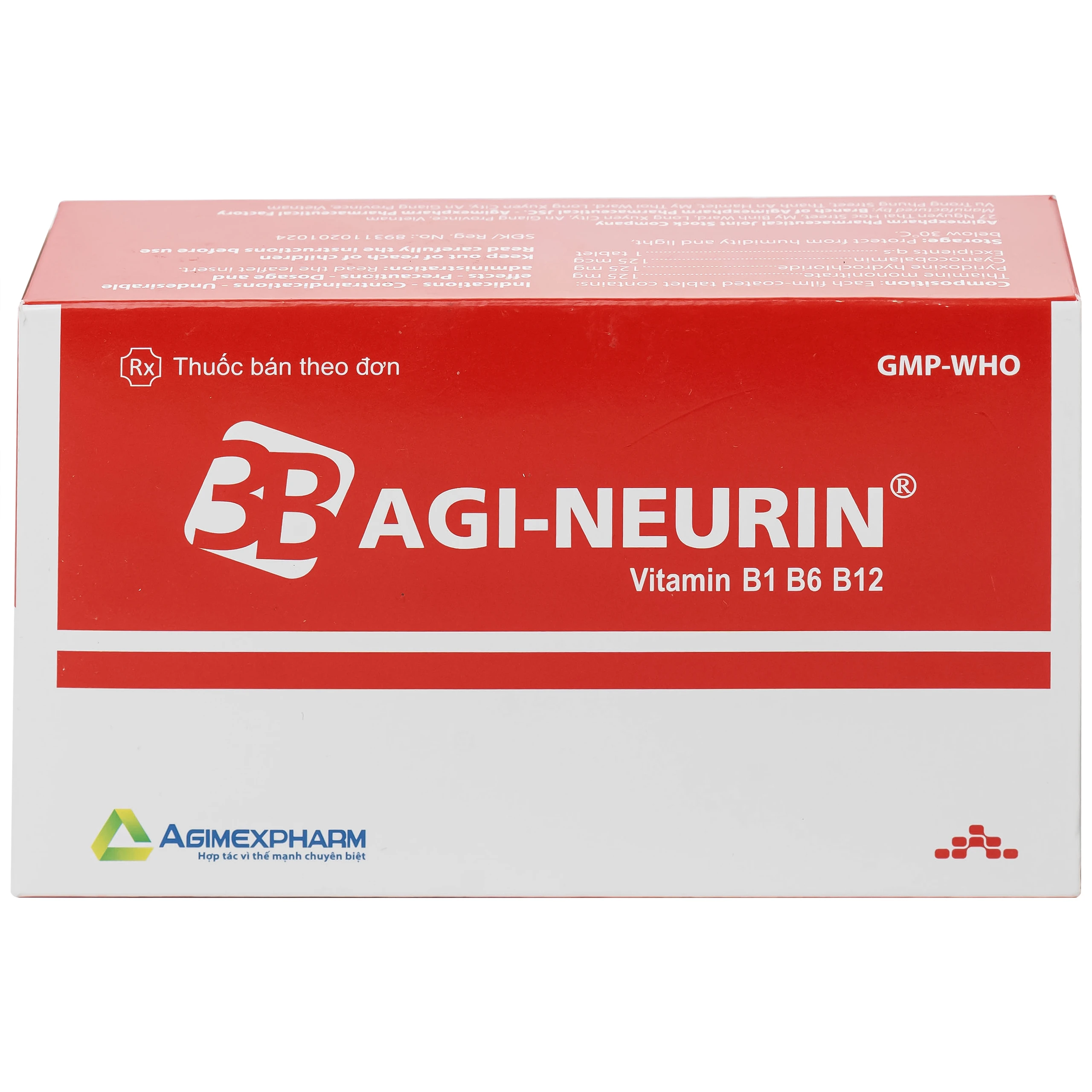 Thuốc 3B Agi-Neurin Agimexpharm điều trị các triệu chứng bệnh và các rối loạn do thiếu vitamin b1, b6, b12 (10 vỉ x 10 viên)