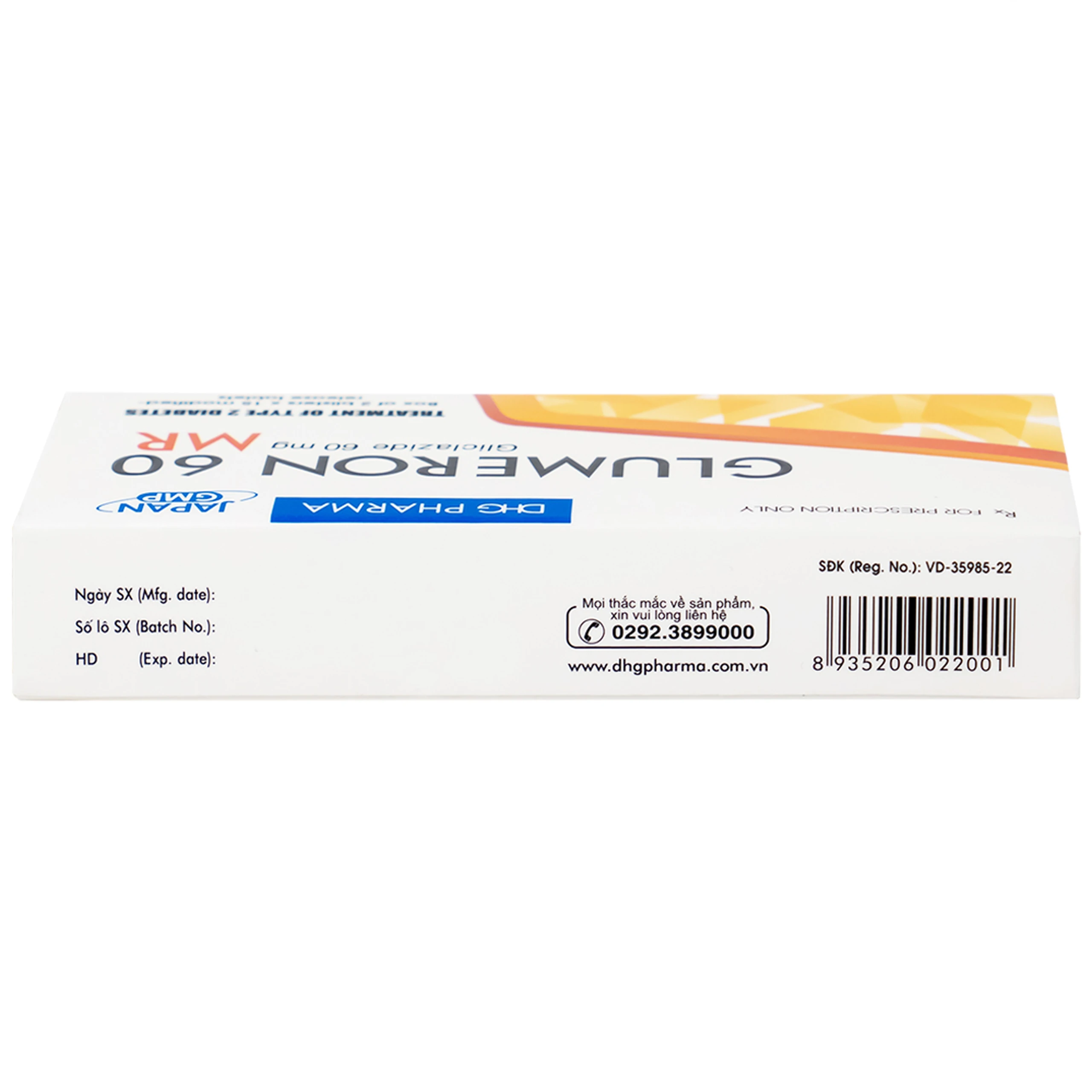 Thuốc Glumeron 60 MR DHG điều trị đái tháo đường típ 2 (2 vỉ x 15 viên)