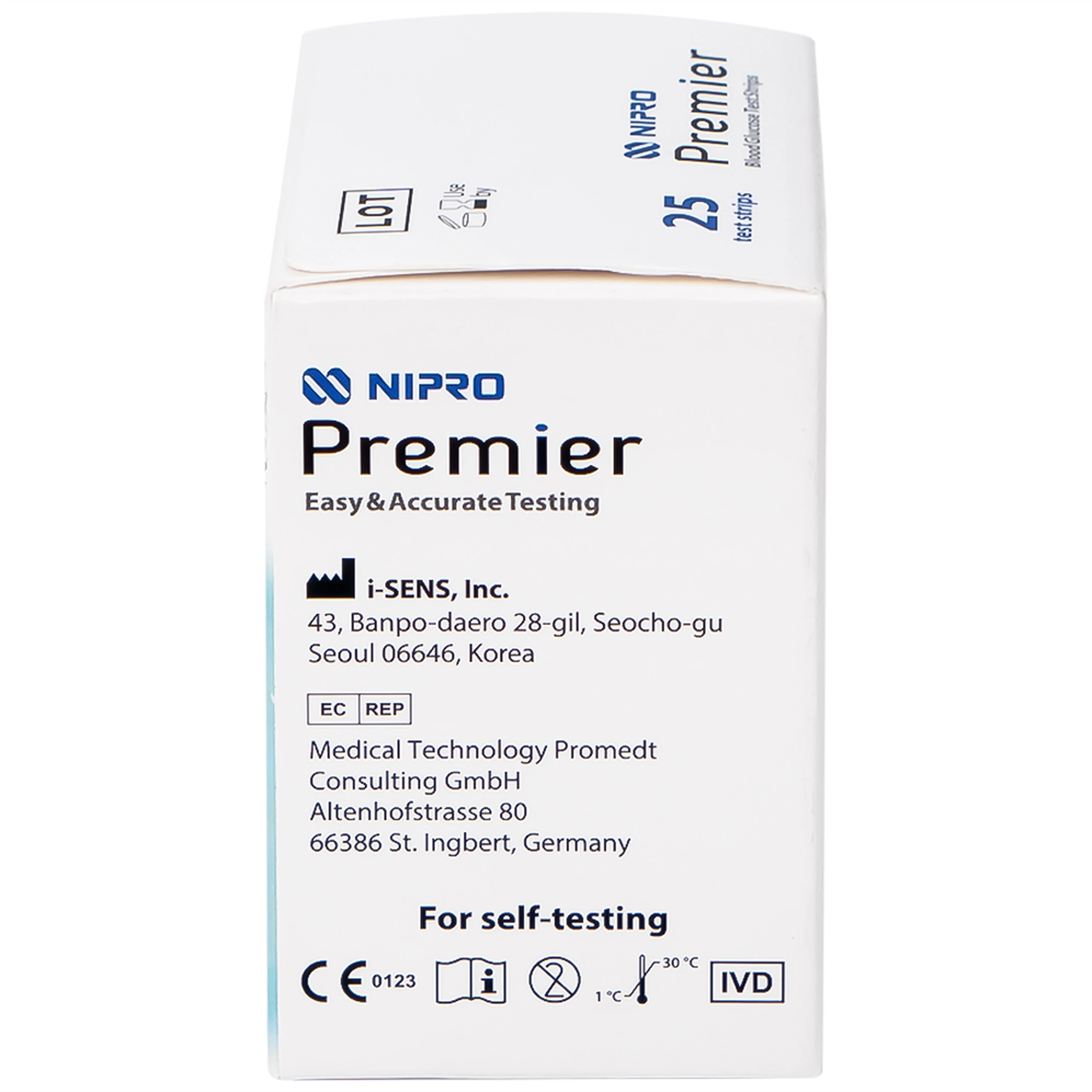 Que thử đường huyết Nipro Premier (hộp 25 que)