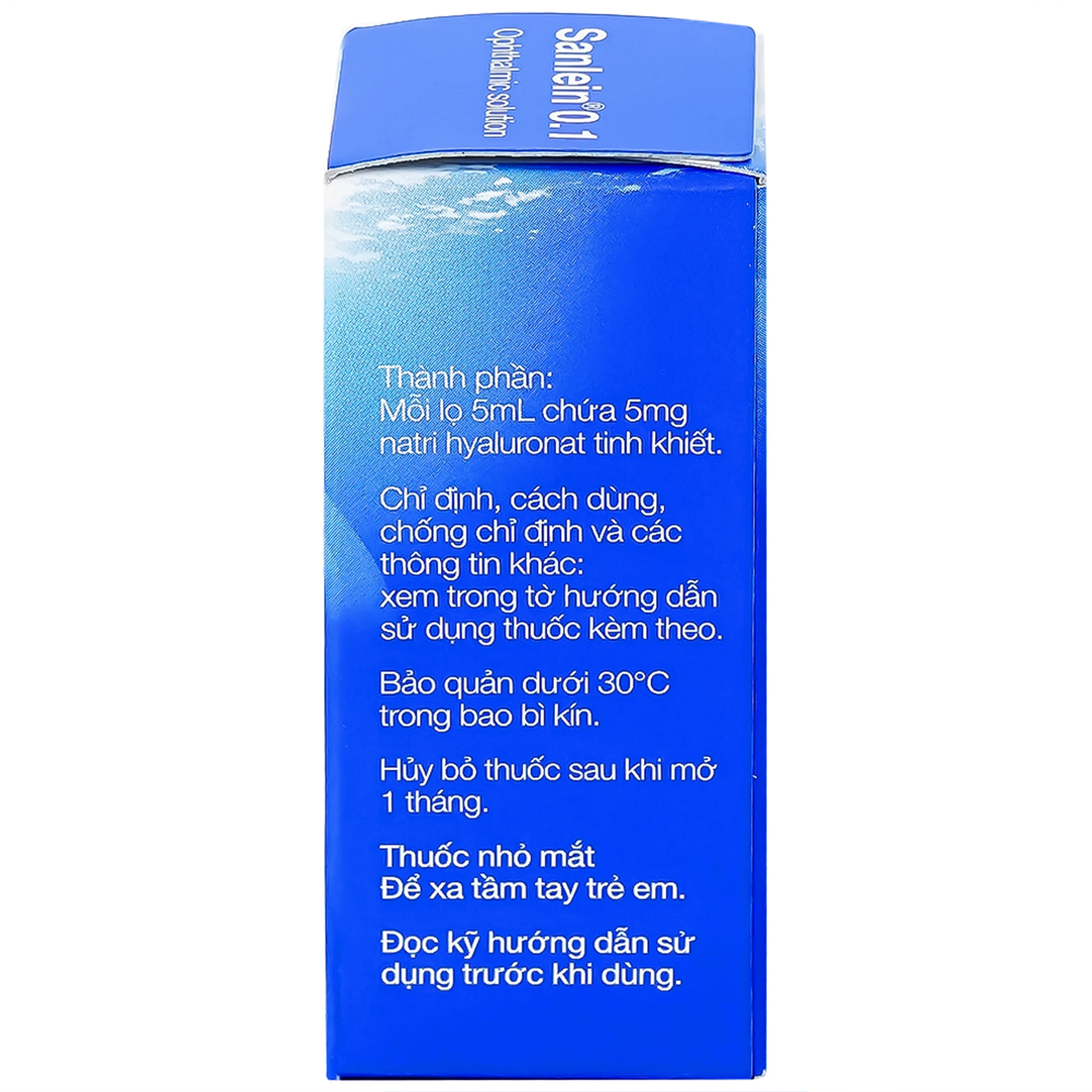 Thuốc nhỏ mắt Sanlein 0.1% Santen hỗ trợ điều trị rối loạn biểu mô kết giác mạc (5ml)