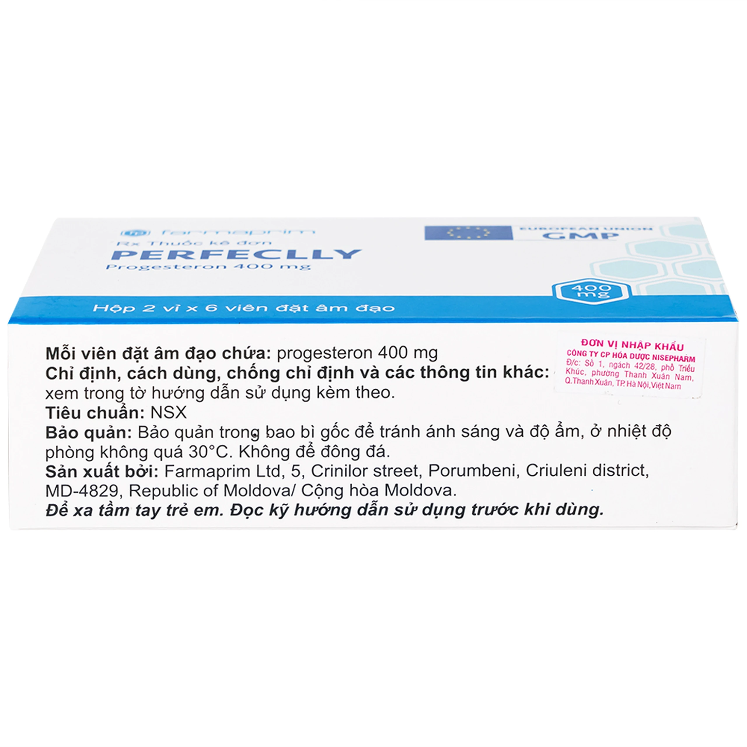 Viên đạn Perfeclly 400mg Farmaprim điều trị hội chứng tiền kinh nguyệt (2 vỉ x 6 viên)
