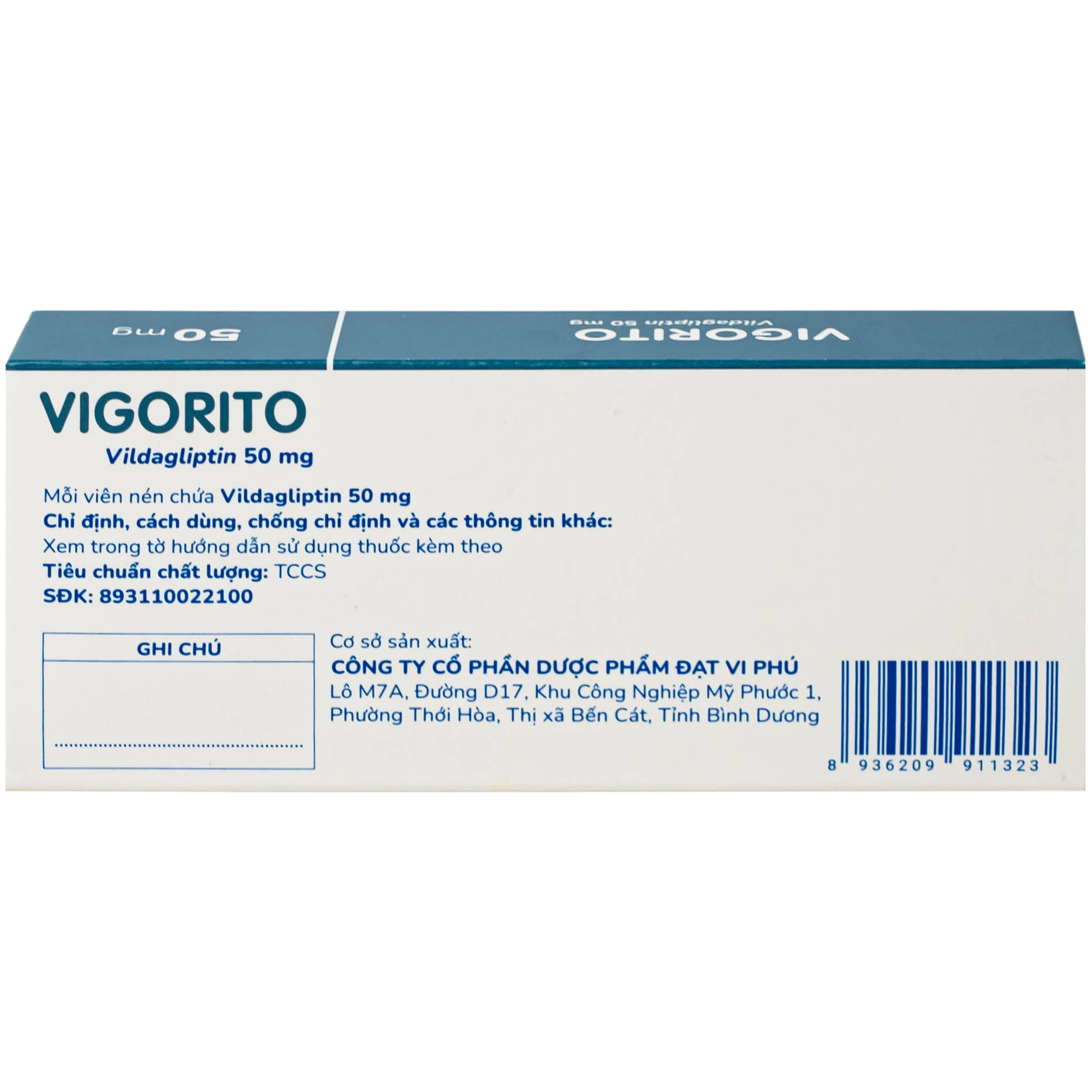 Thuốc Vigorito Davipharm kiểm soát đường huyết ở bệnh đái tháo đường típ 2 (3 vỉ x 10 viên) 
