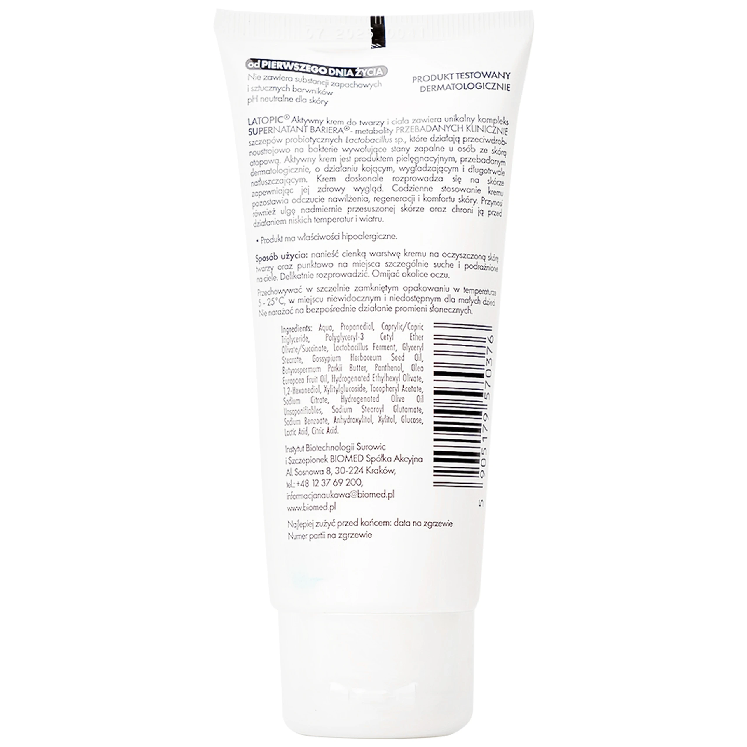 Kem bôi dưỡng ẩm, dịu da Latopic Probiotic Emollient Active Face And Body cream 75ml