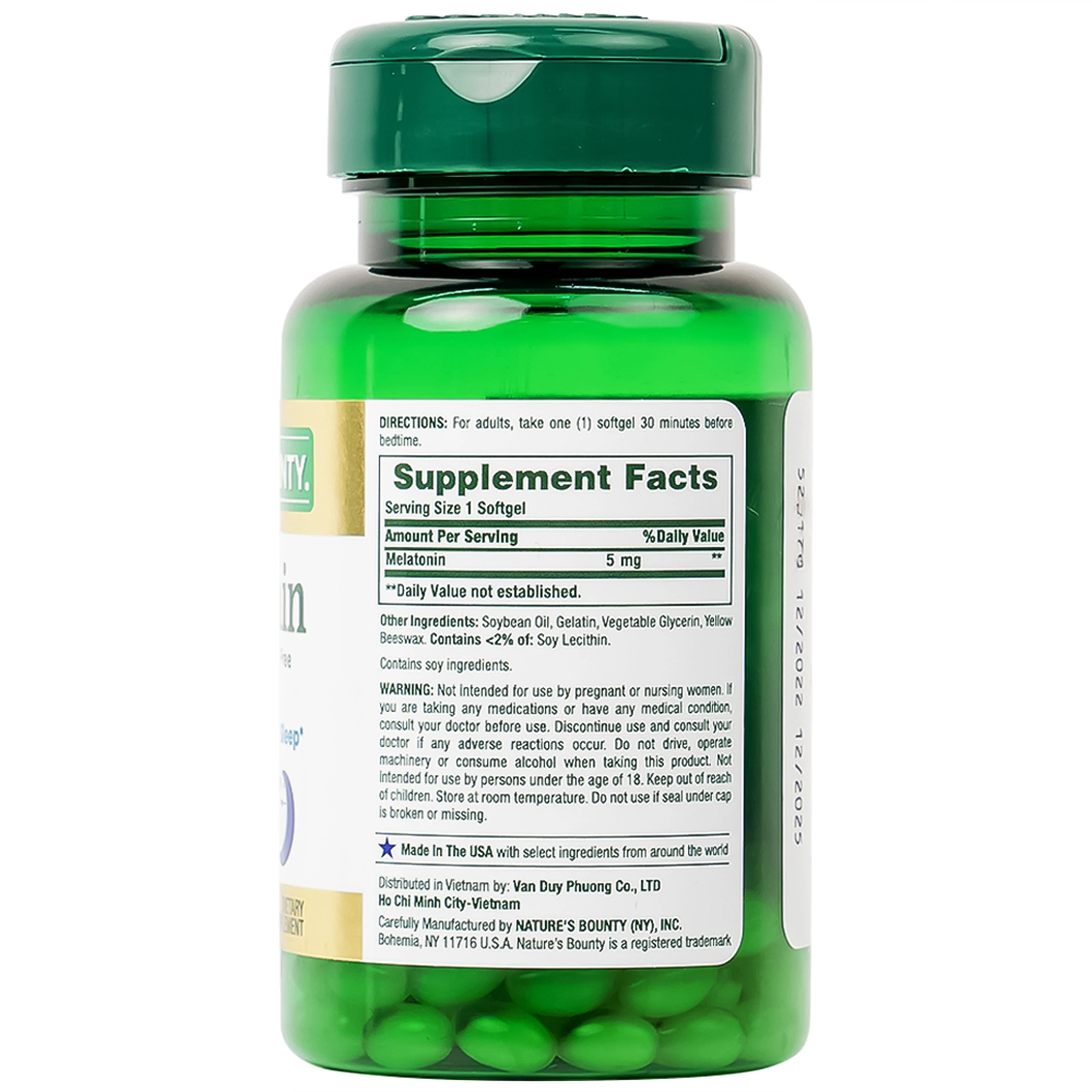 Viên uống giúp điều hòa giấc ngủ giúp ngủ sâu giấc Melatonin Nature's Bounty (60 viên)