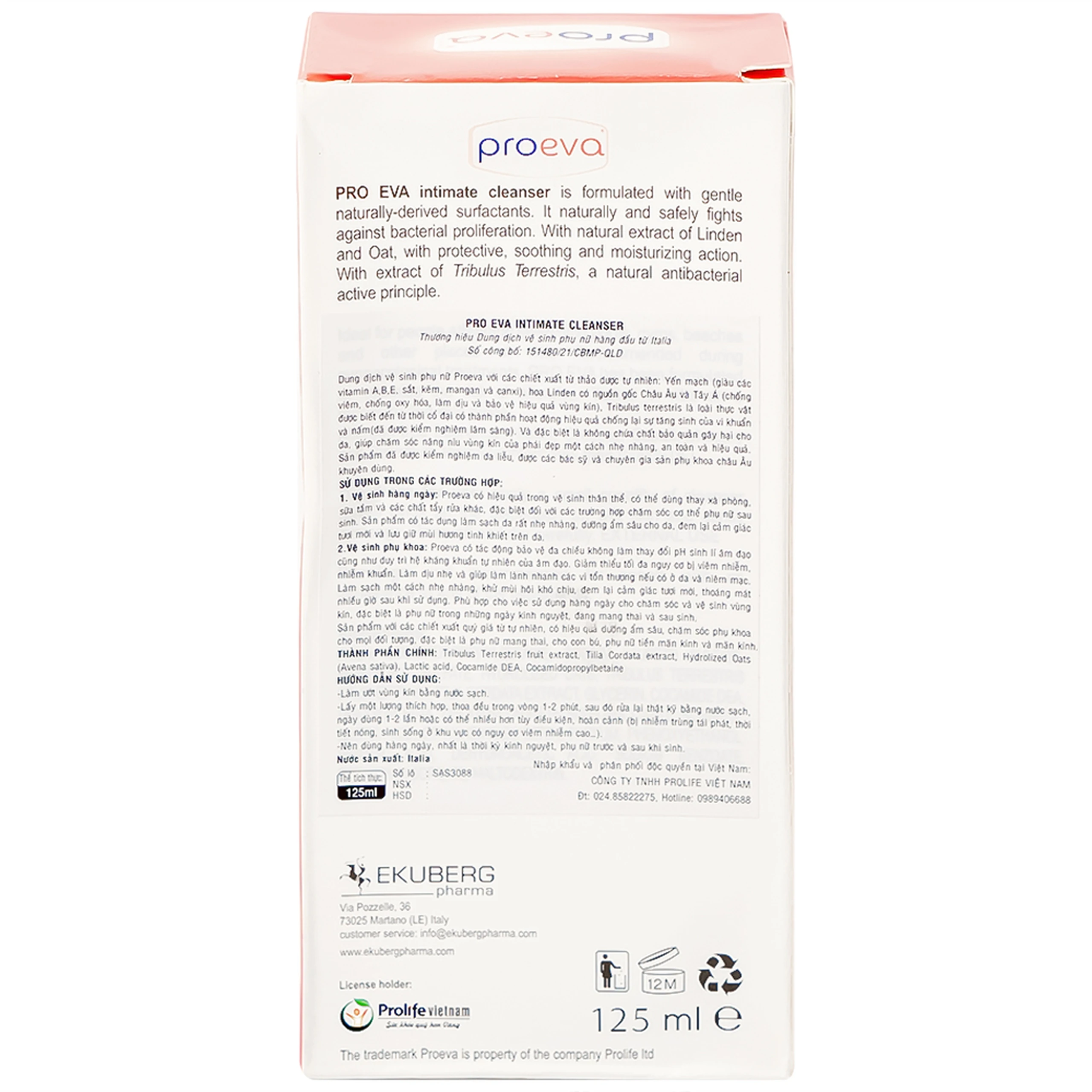 Dung dịch vệ sinh phụ nữ Proeva Intimate Cleanser dịu nhẹ, an toàn cho vùng kín (125ml)