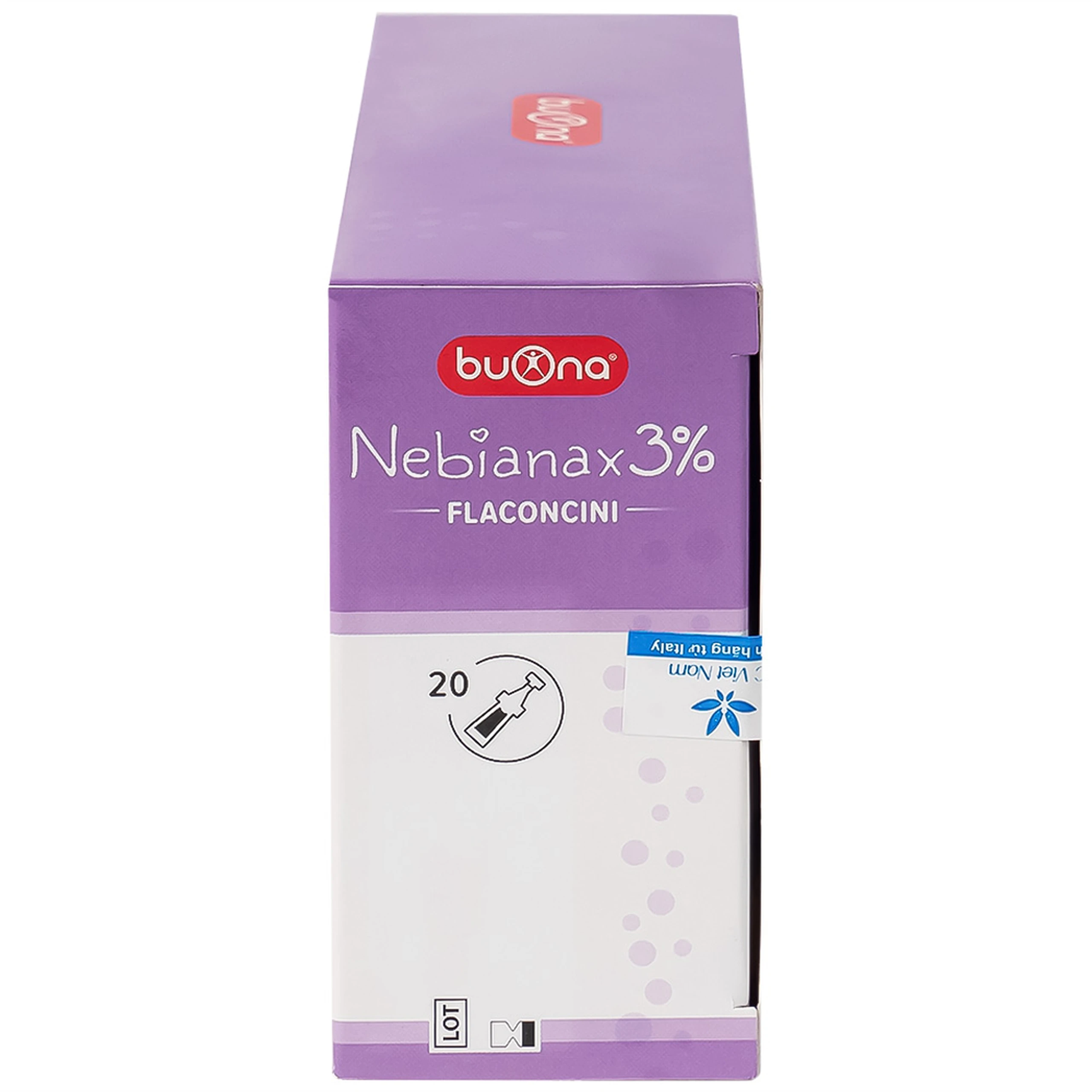 Nước muối sinh lý ưu trương Buona Nebianax 3% (20 ống) hỗ trợ điều trị nhiễm khuẩn đường hô hấp
