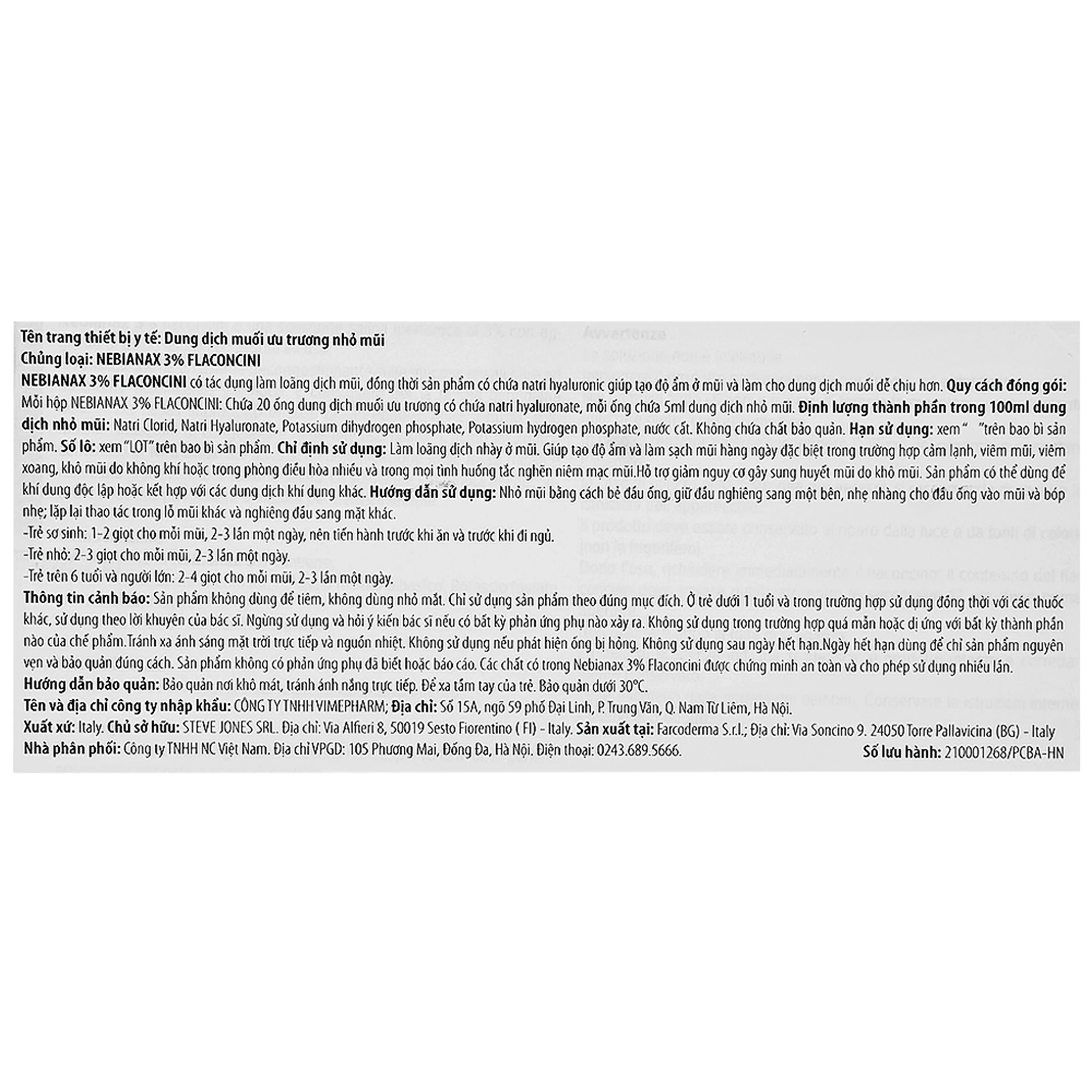 Nước muối sinh lý ưu trương Buona Nebianax 3% (20 ống) hỗ trợ điều trị nhiễm khuẩn đường hô hấp