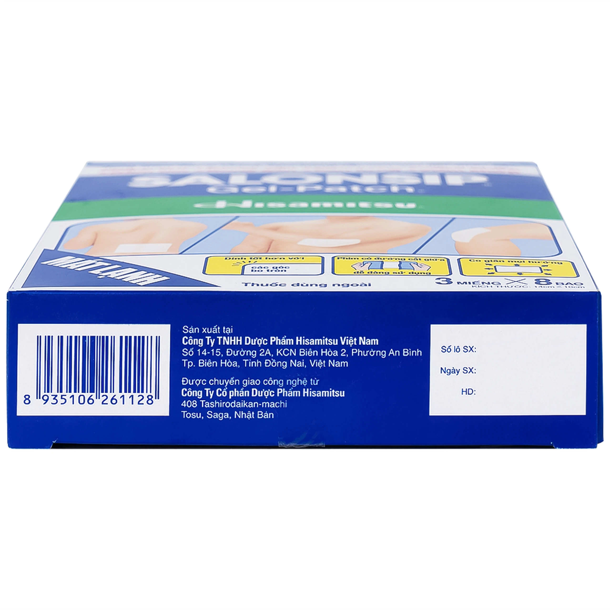 Cao dán Salonsip Gel - Patch Hisamitsu giảm đau, kháng viêm do mỏi cơ, đau cơ (8 gói x 3 miếng)