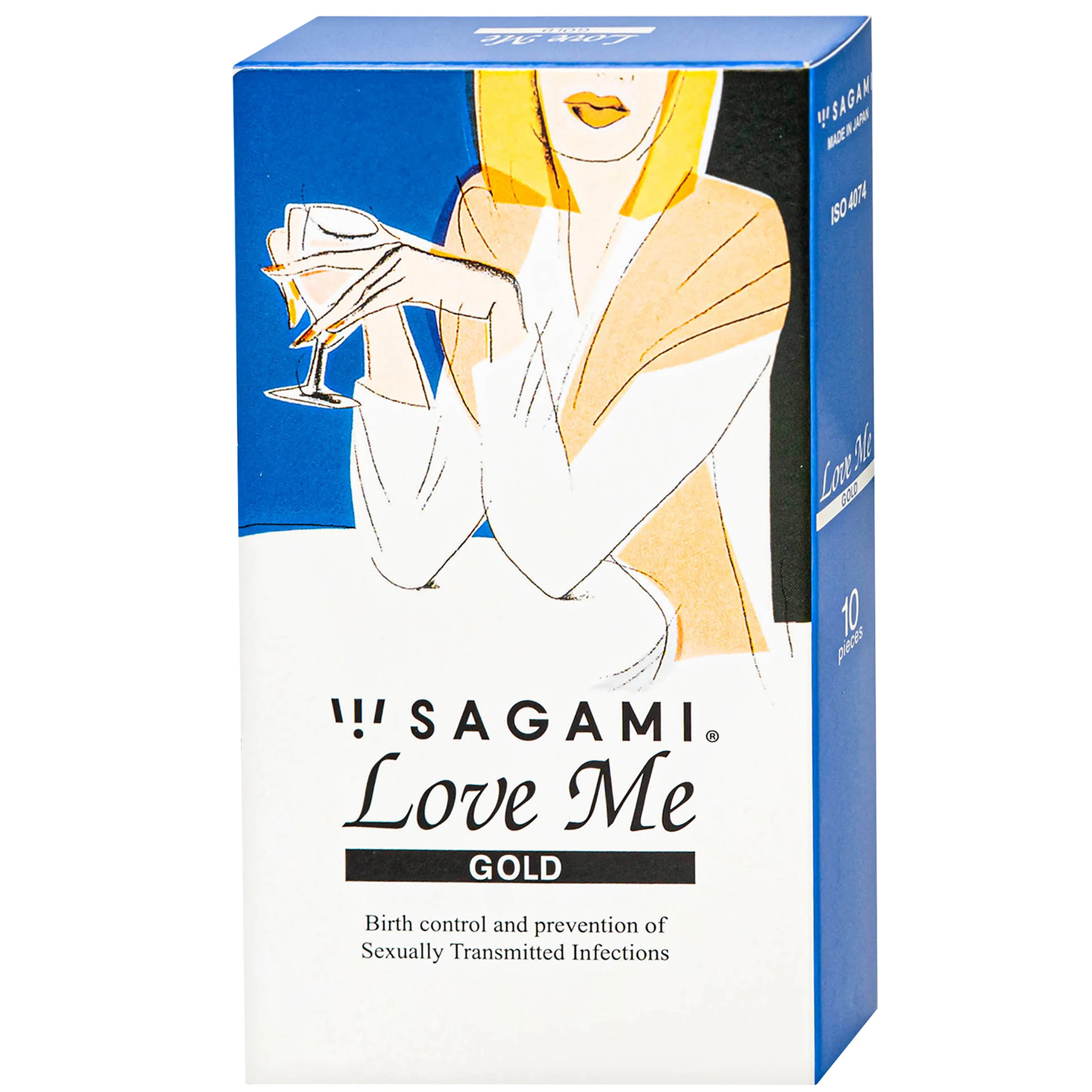 Bao cao su Sagami Love Me Gold siêu mỏng, trơn, không màu không mùi (10 cái)