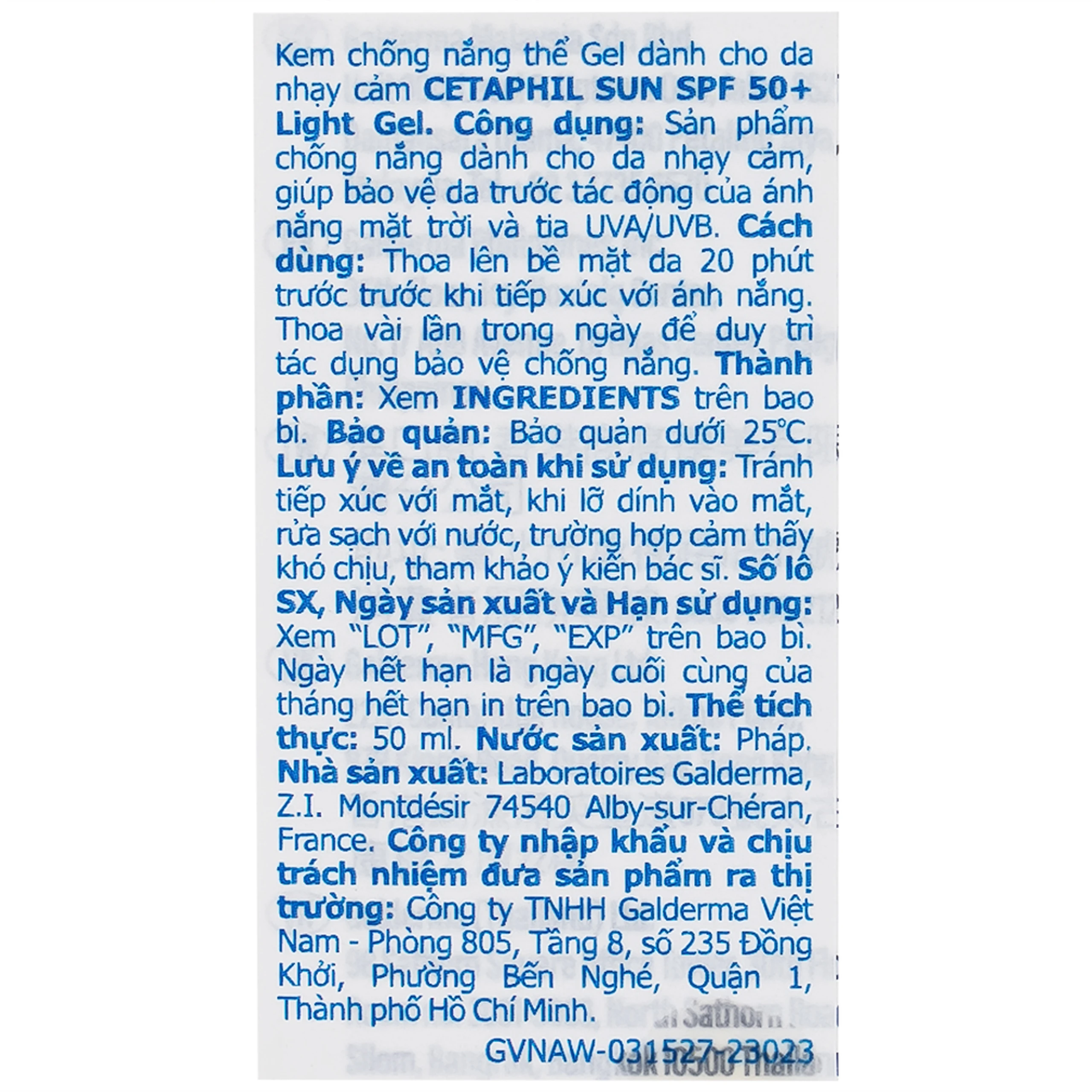 Kem chống nắng Cetaphil Sun Spf 50+ bảo vệ da trước tác động của ánh nắng mặt trời (50ml)