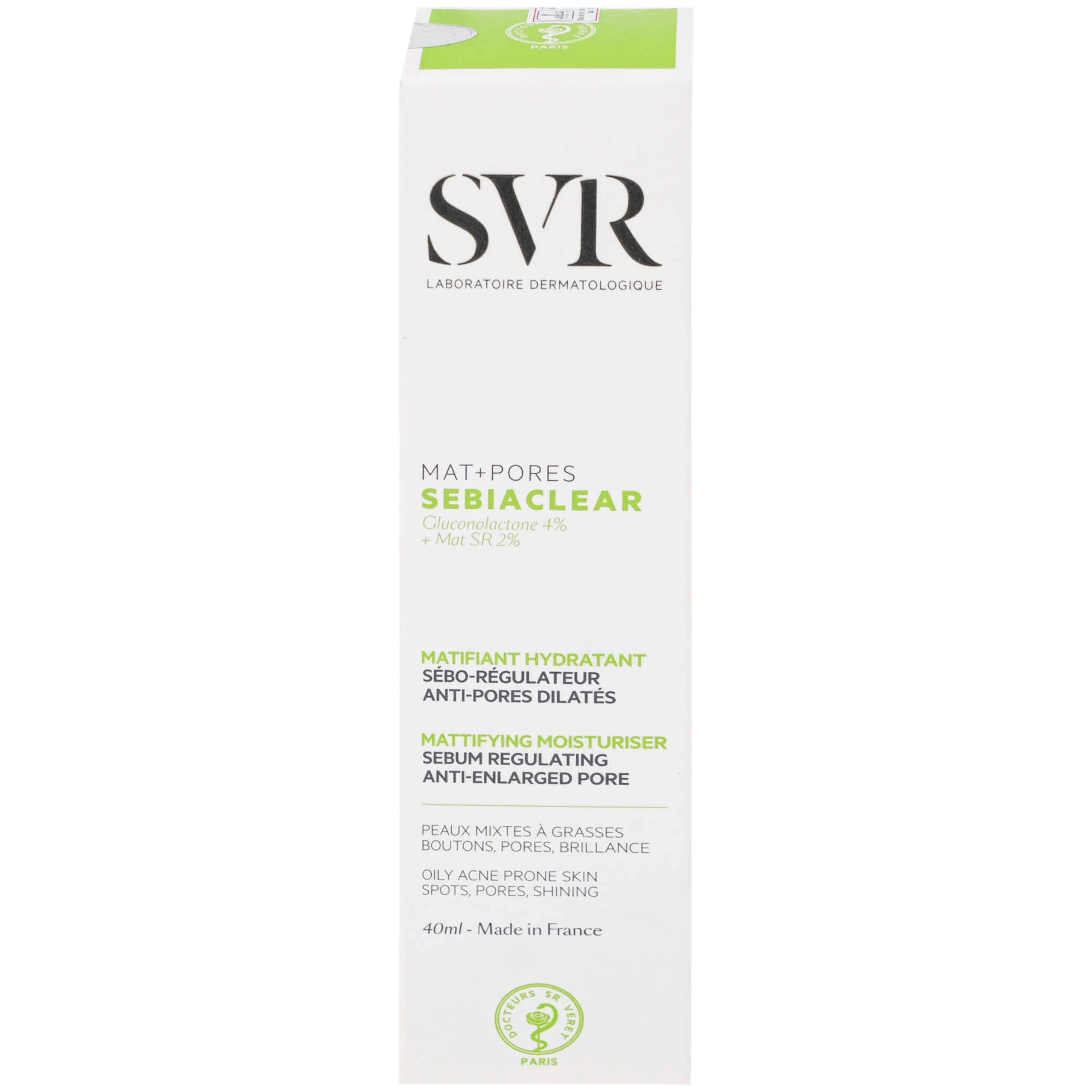 Kem SVR Sebiaclear Mat And Pores điều hòa bã nhờn, dưỡng ẩm, thu nhỏ lỗ chân lông (40ml)