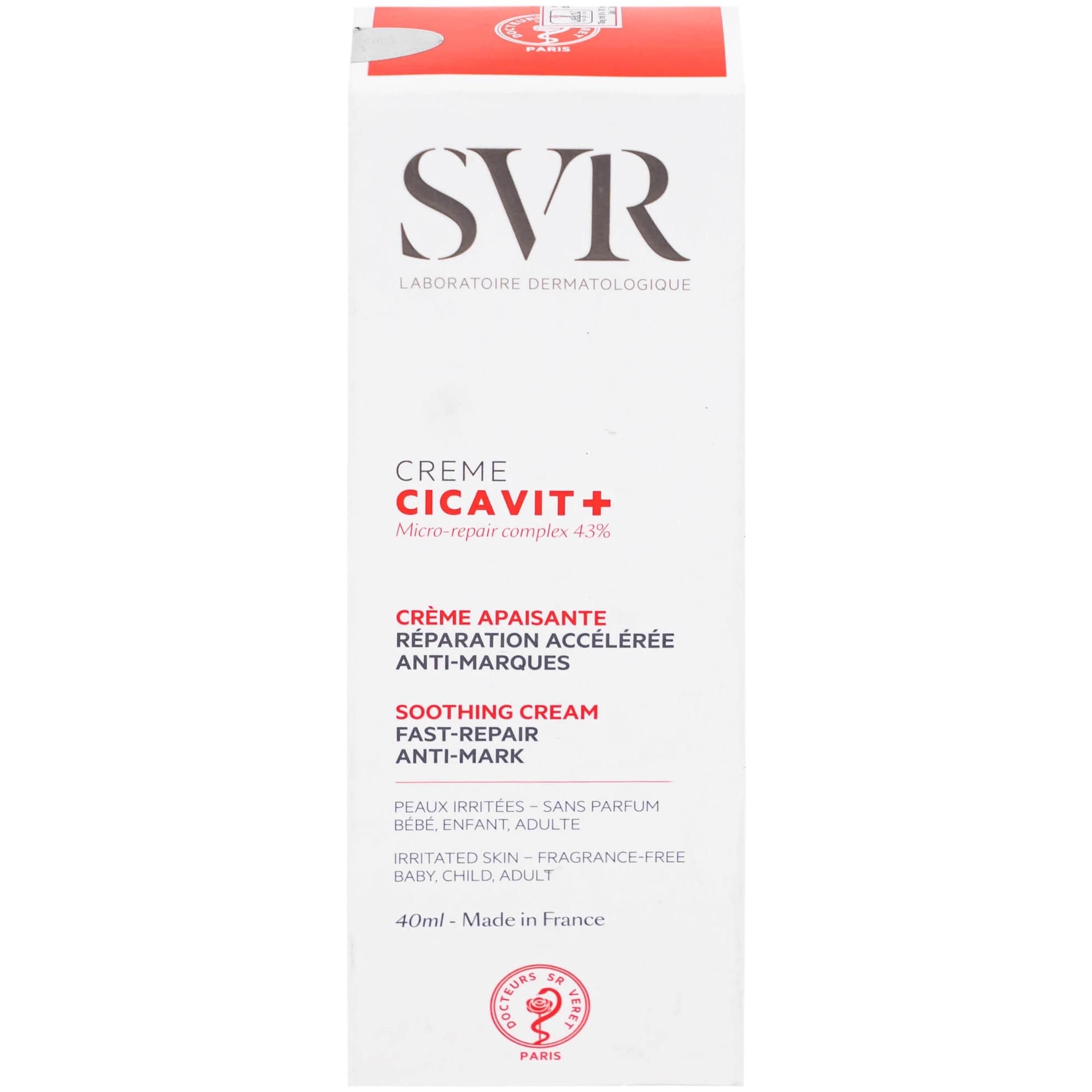 Kem bôi SVR Cicavit+ Creme dưỡng ẩm và làm dịu cho các trường hợp khô da, mẩn đỏ (40ml)