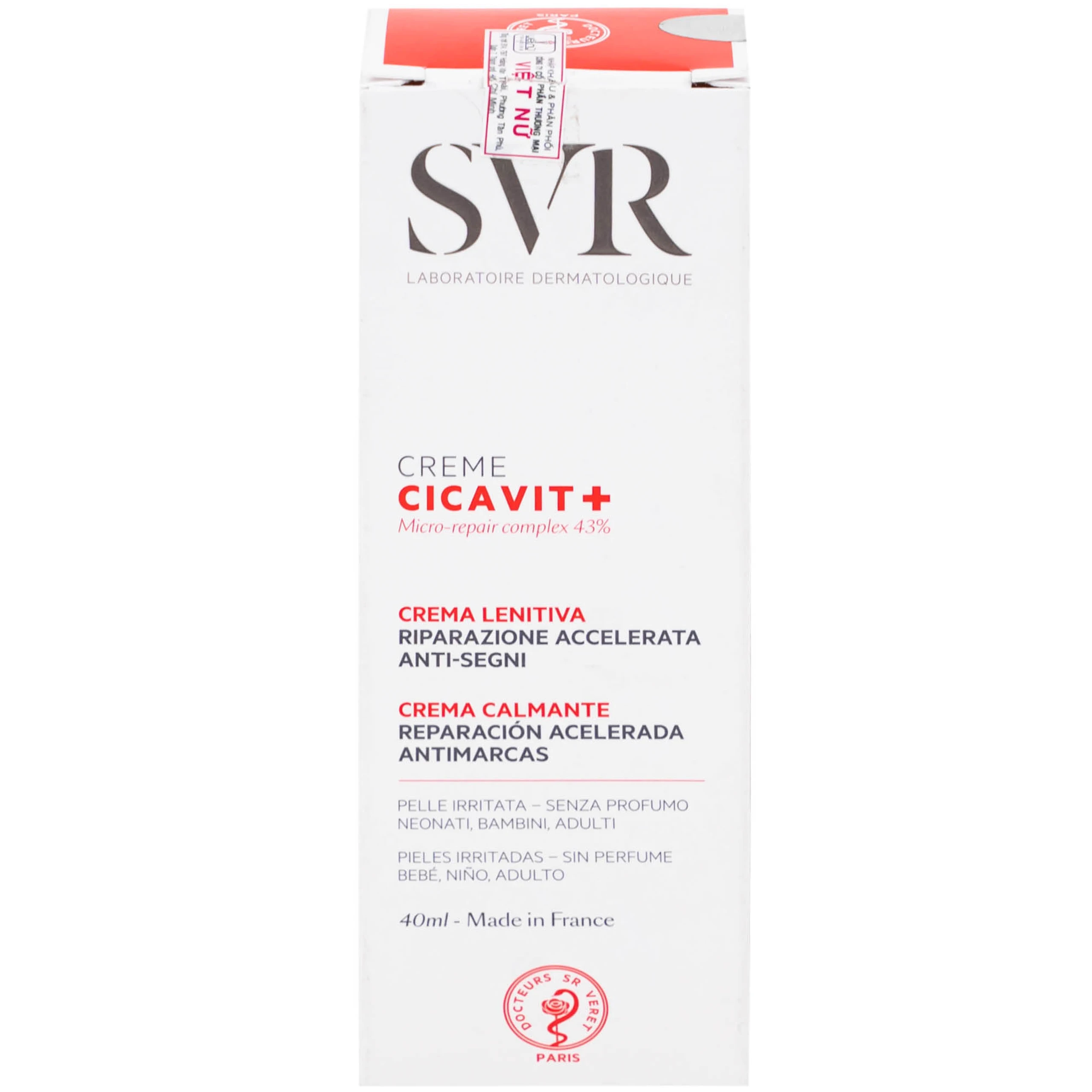 Kem bôi SVR Cicavit+ Creme dưỡng ẩm và làm dịu cho các trường hợp khô da, mẩn đỏ (40ml)