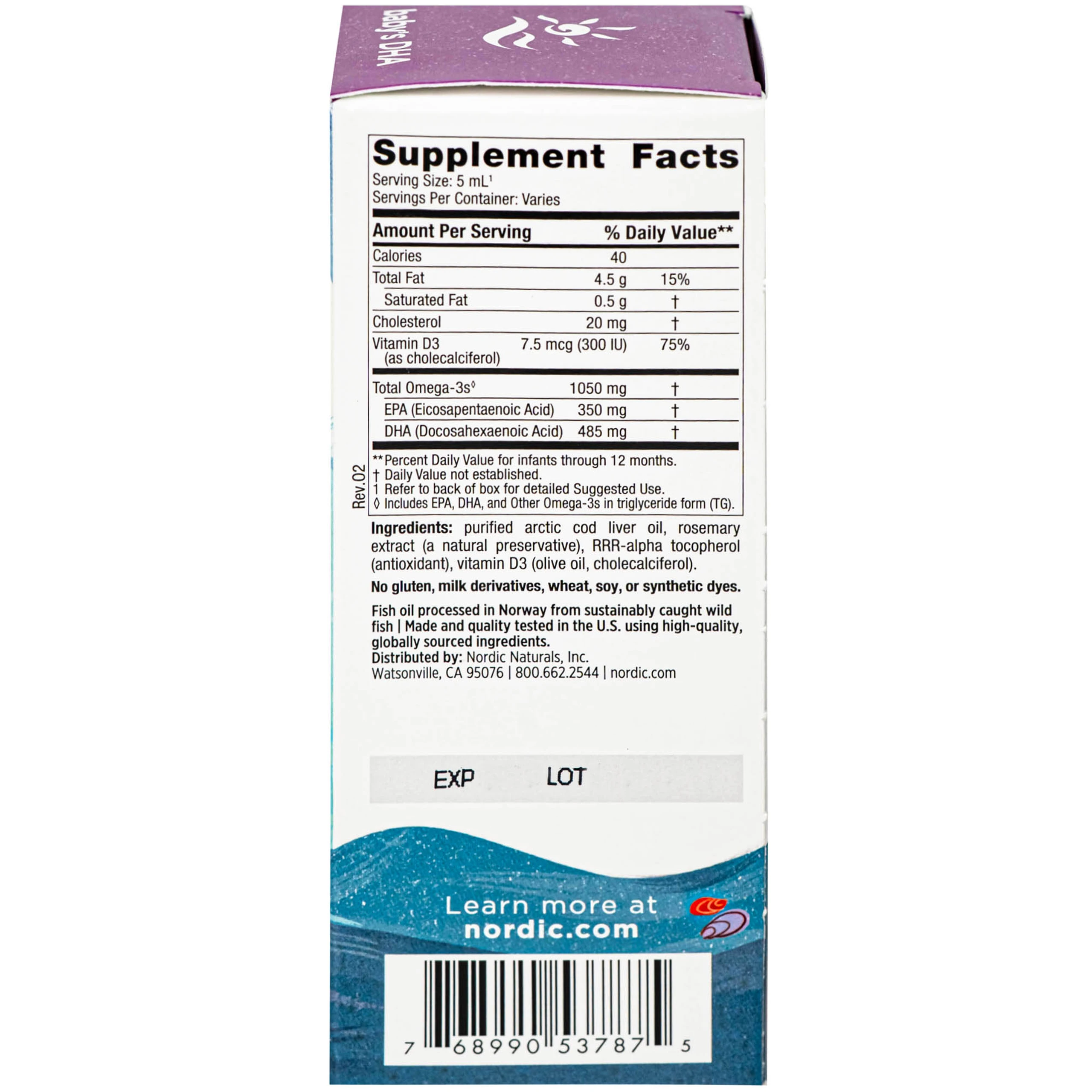 Dung dịch hỗ trợ cải thiện thị lực cho trẻ Nordic Naturals Baby's DHA (60ml)