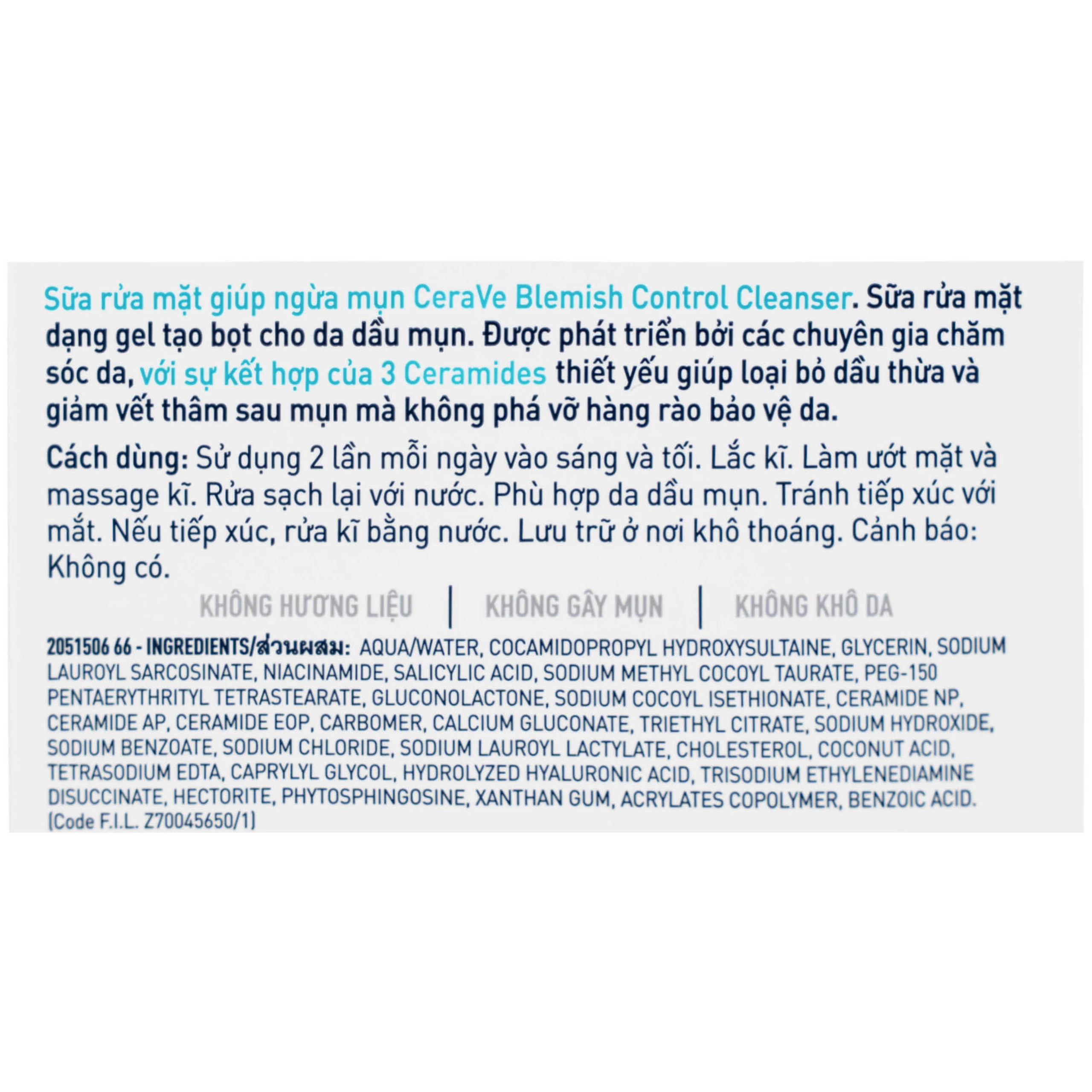 Sữa rửa mặt CeraVe Blemish Control Cleanser ngừa mụn dành cho da dầu, da mụn (473ml)