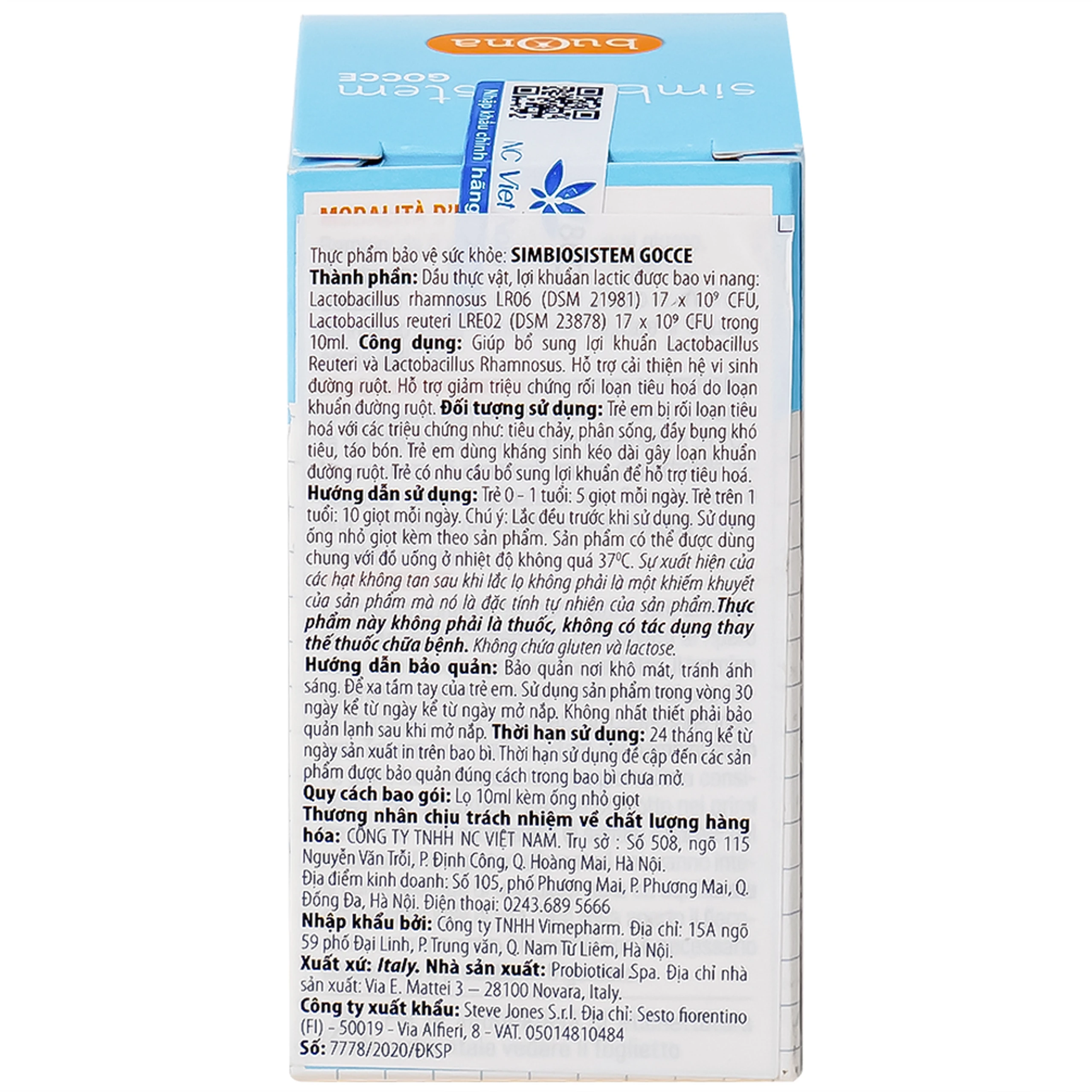 Dung dịch giúp bổ sung lợi khuẩn Buona Simbiosistem Gocce (10ml)
