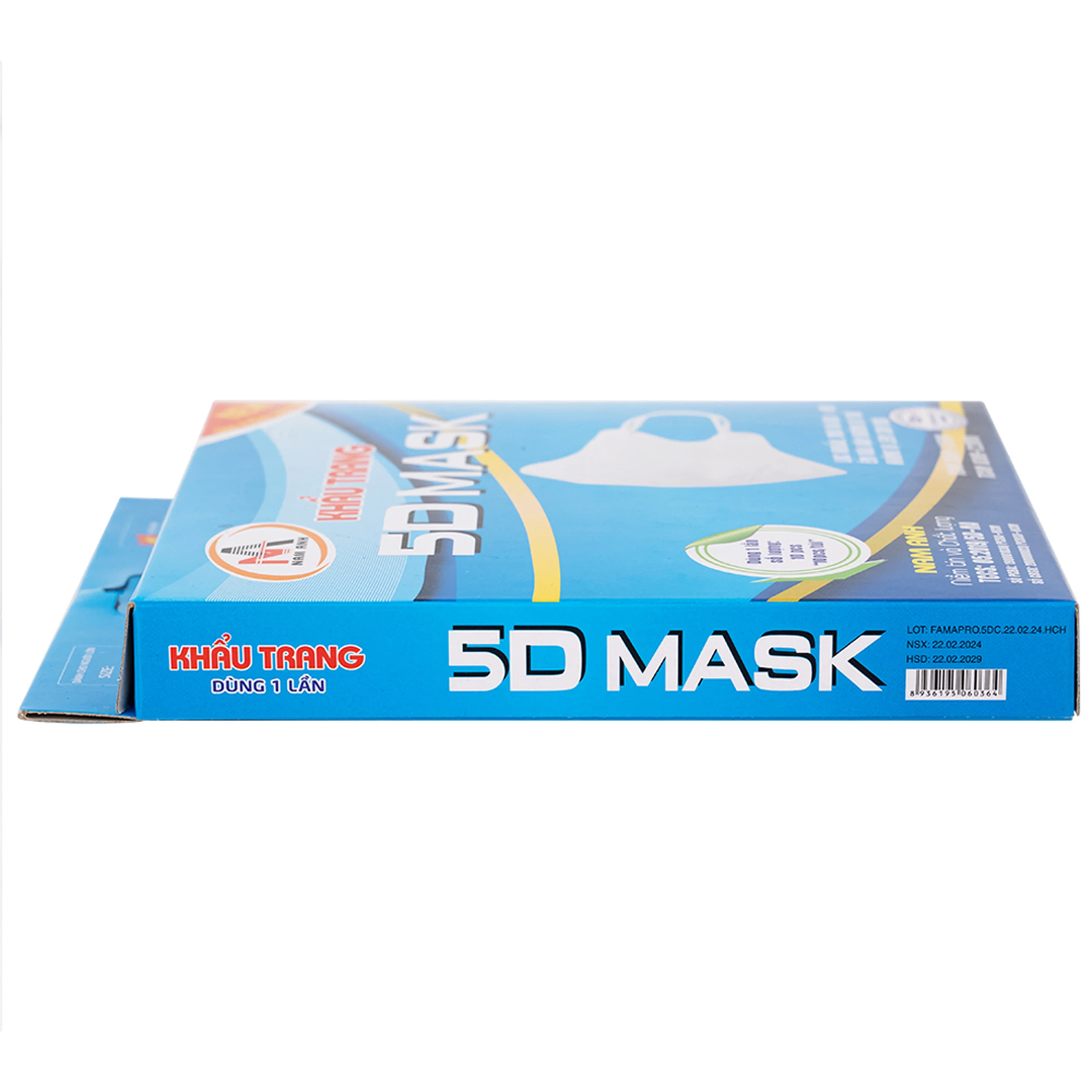 Khẩu trang 3 lớp 5D mask màu trắng (10 cái) Nam Anh ngăn khói bụi, vi khuẩn