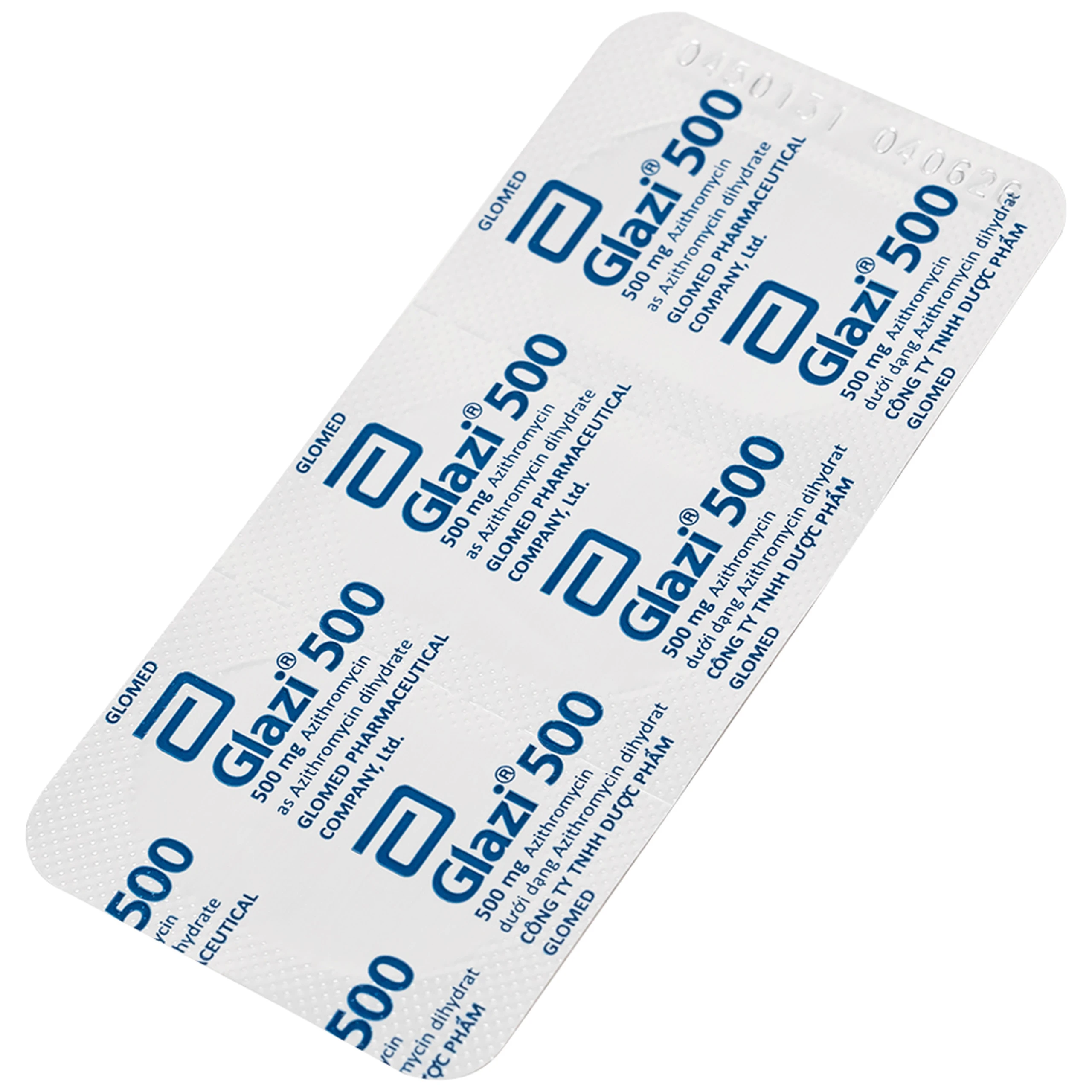 Thuốc Glazi 500 Abbott điều trị viêm xoang cấp, viêm tai giữa cấp, viêm họng, viêm amidan (2 vỉ x 3 viên) 